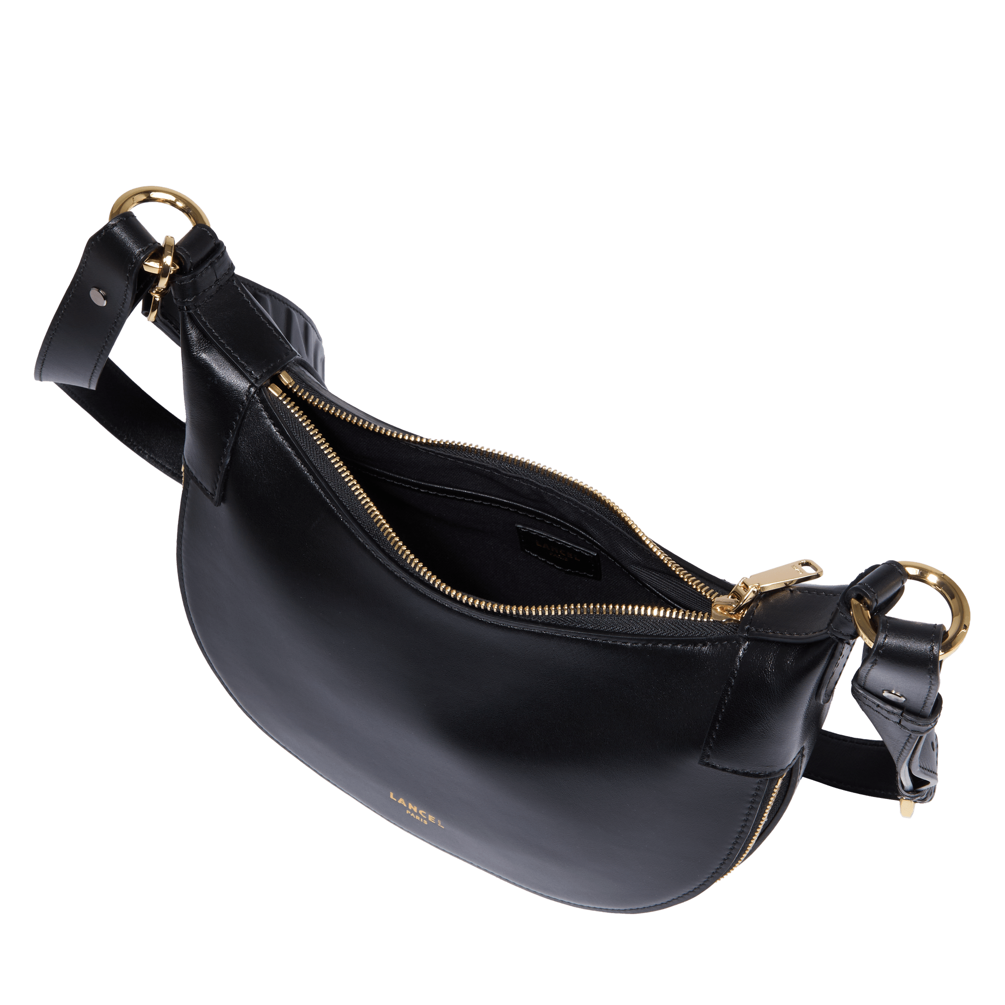 Sac hobo zippé s origami de lancel en cuir LANCEL Noir