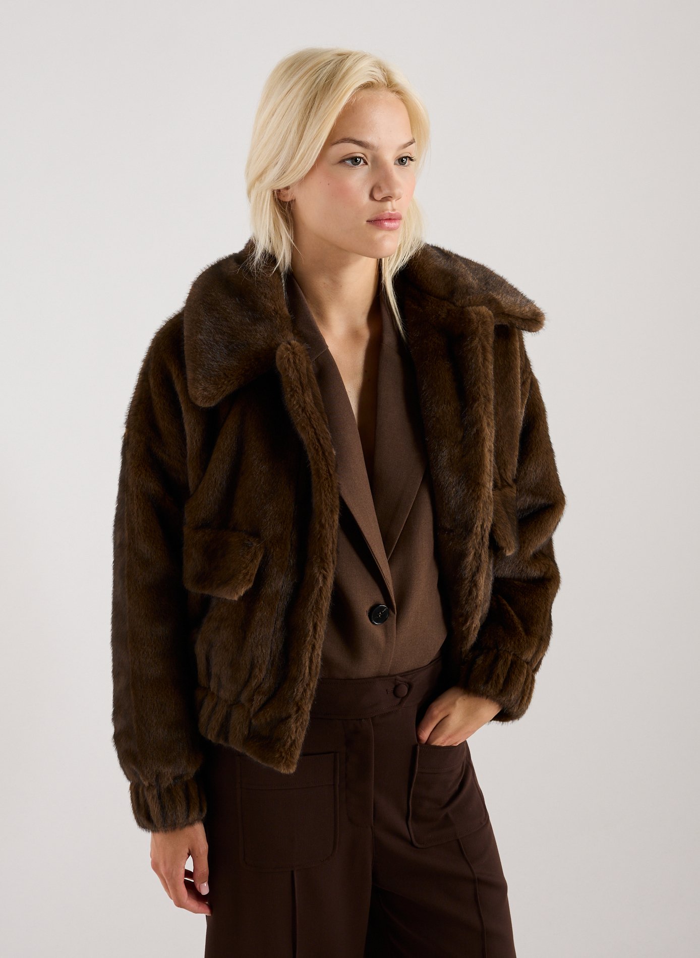SUNCOO Veste courte en fourrure  Brown