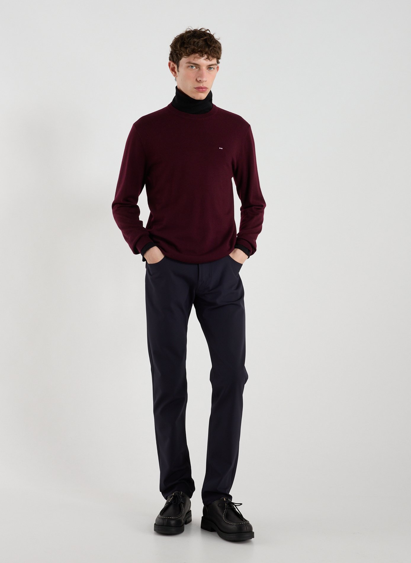 Pull col rond en laine EDEN PARK Rouge