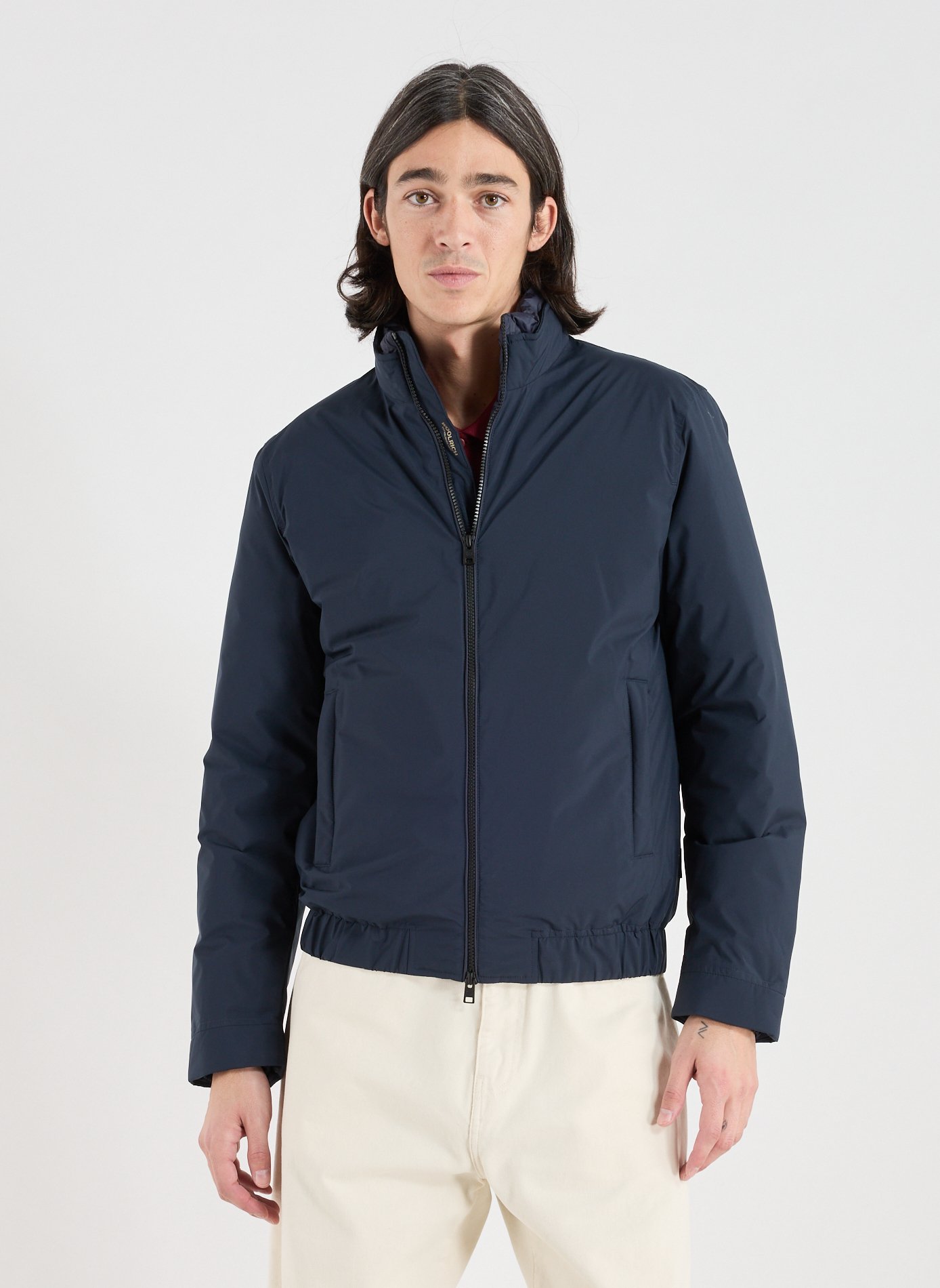 WOOLRICH Straight jacket with classic collar Blue