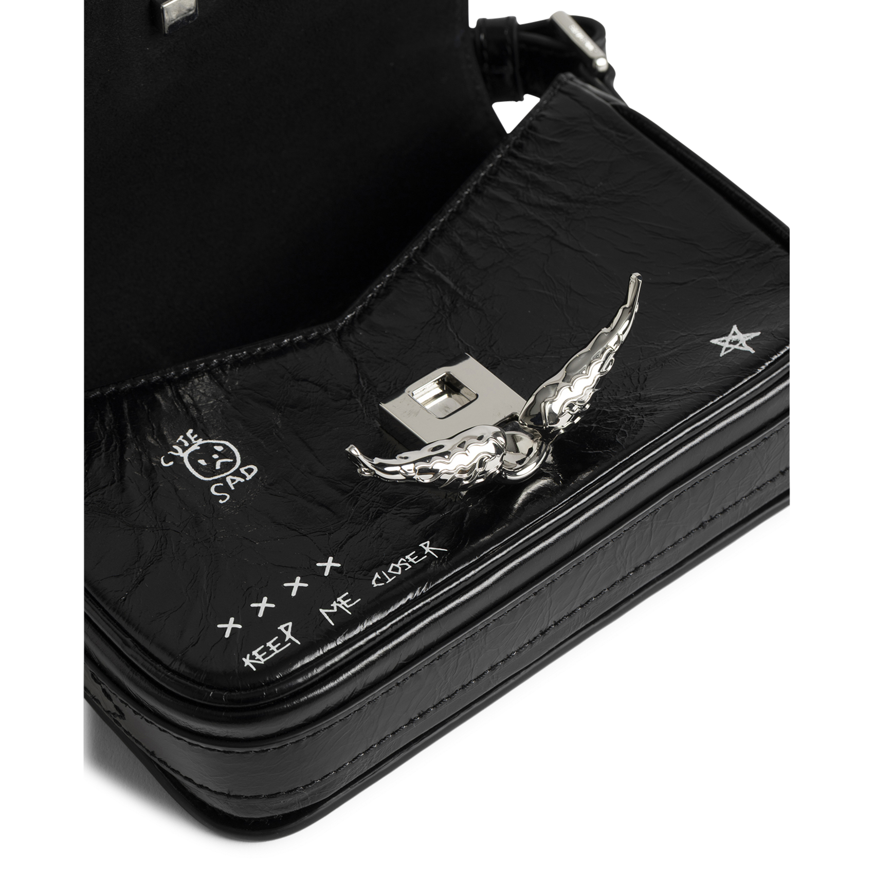 Sac bandoulière en cuir le zazi ZADIG&VOLTAIRE Noir