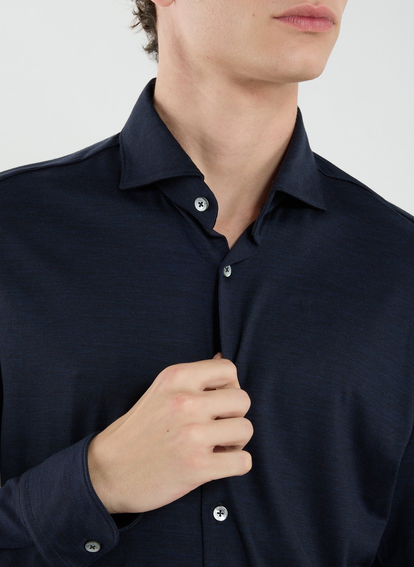 Straight merino wool long-sleeve shirt STEFAN BRANDT Blue