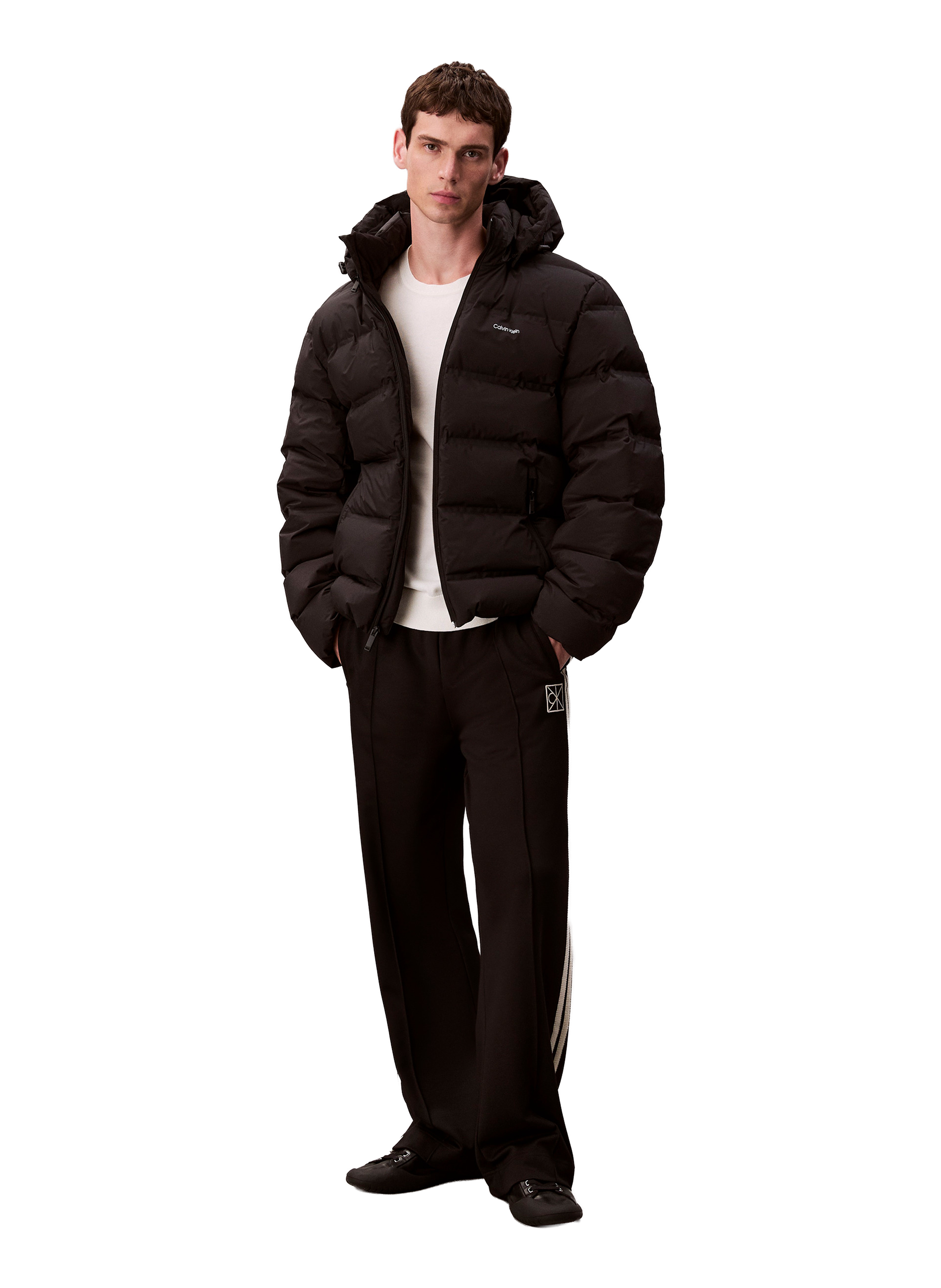Quilted straight jacket with high collar CALVIN KLEIN Black