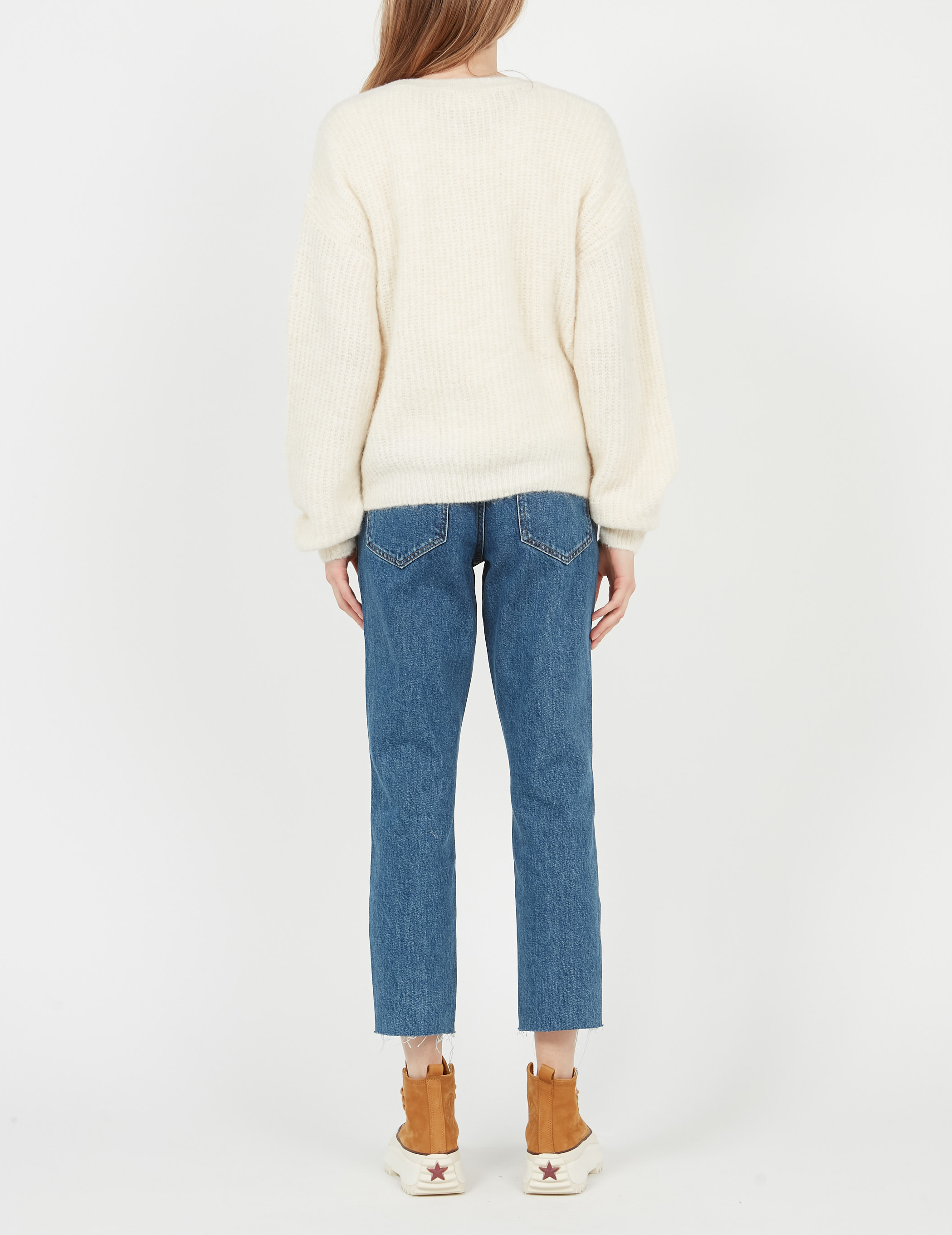 Pull droit à maille duveteuse en laine mélangée east AMERICAN VINTAGE Beige