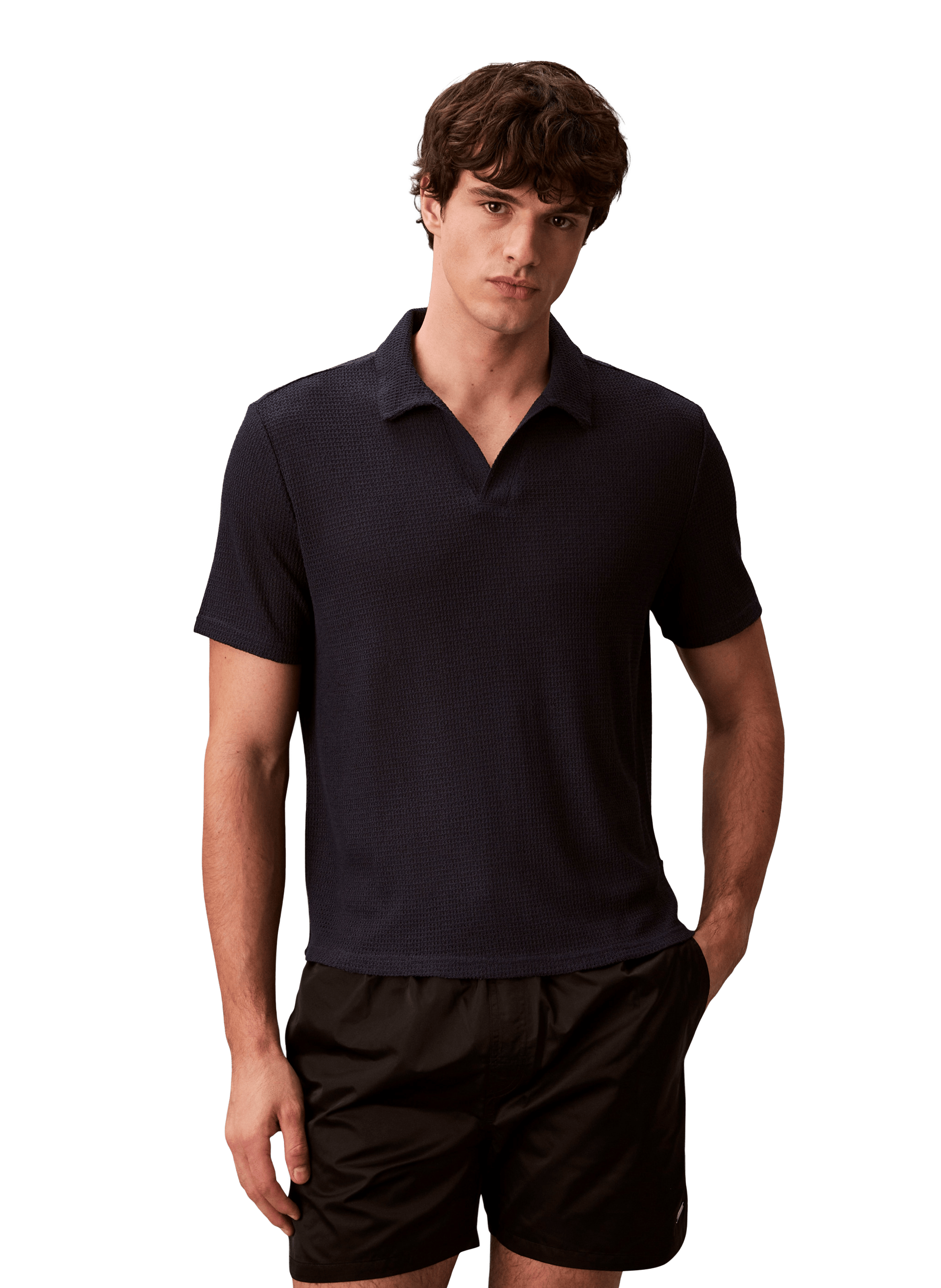 Polo droit manches courtes texturé CALVIN KLEIN Bleu
