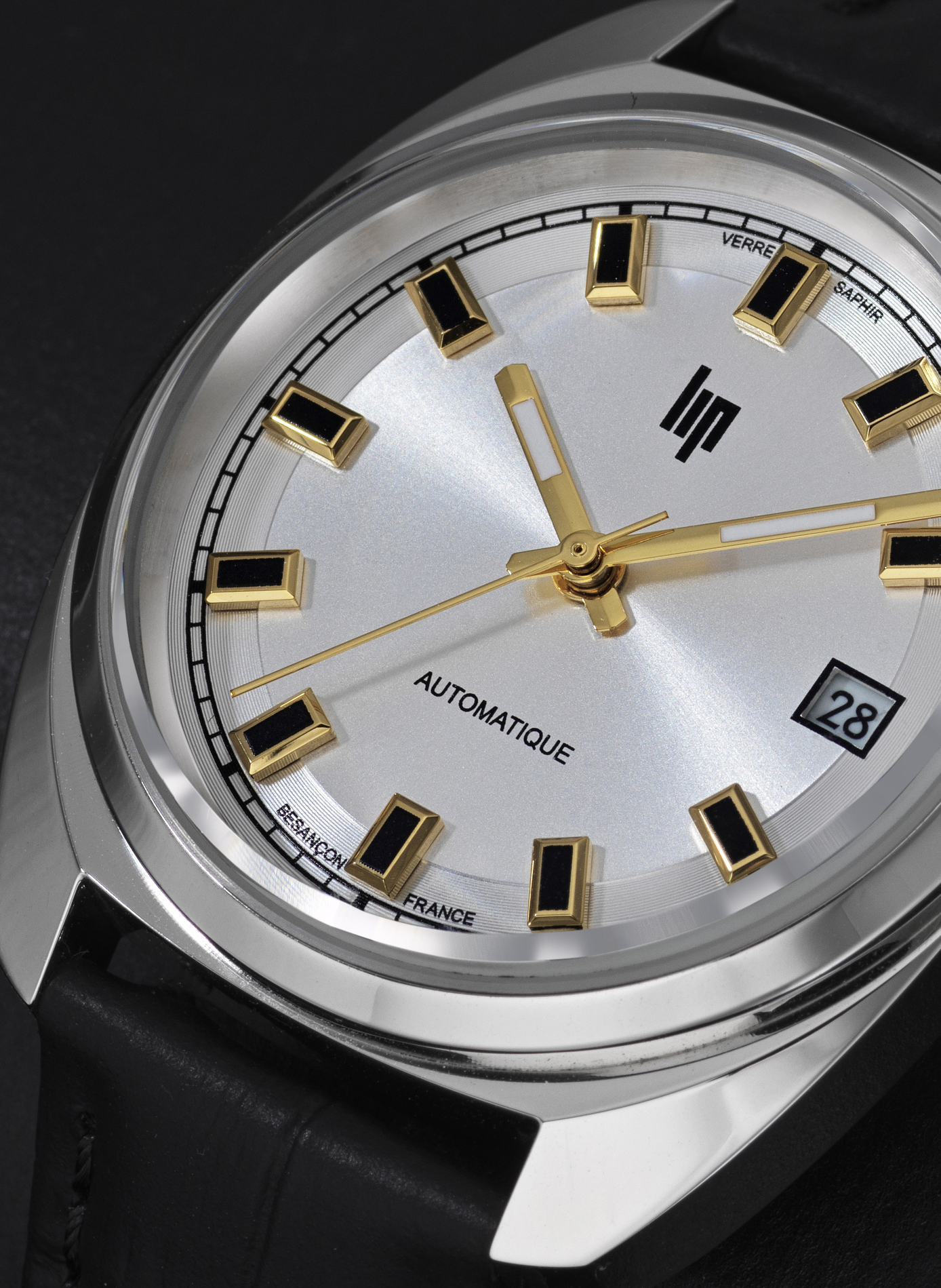 Montre quartz bracelet en cuir LIP Argent