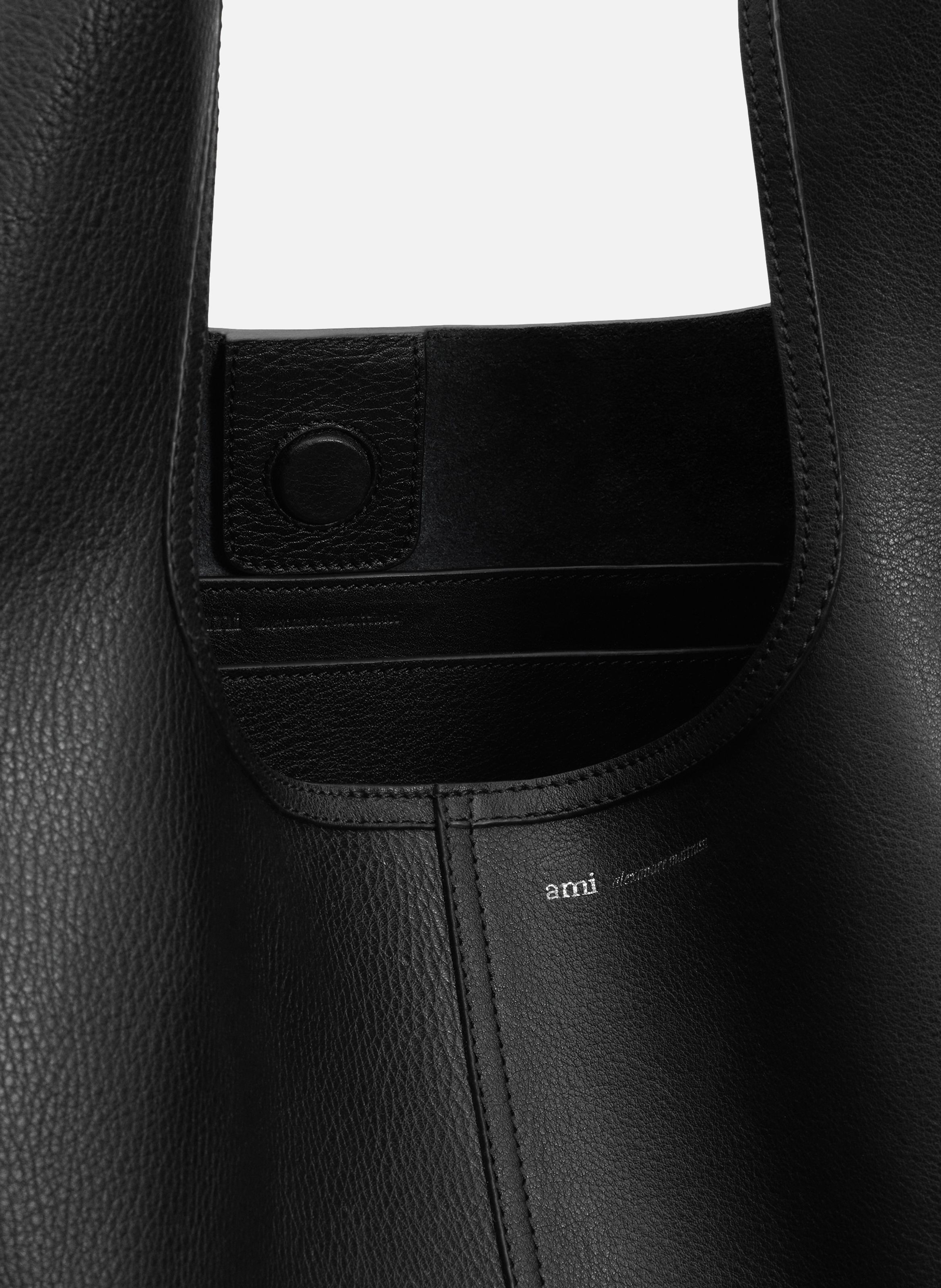 Sac Hobo Etienne En Cuir Souple unisexe AMI PARIS Noir