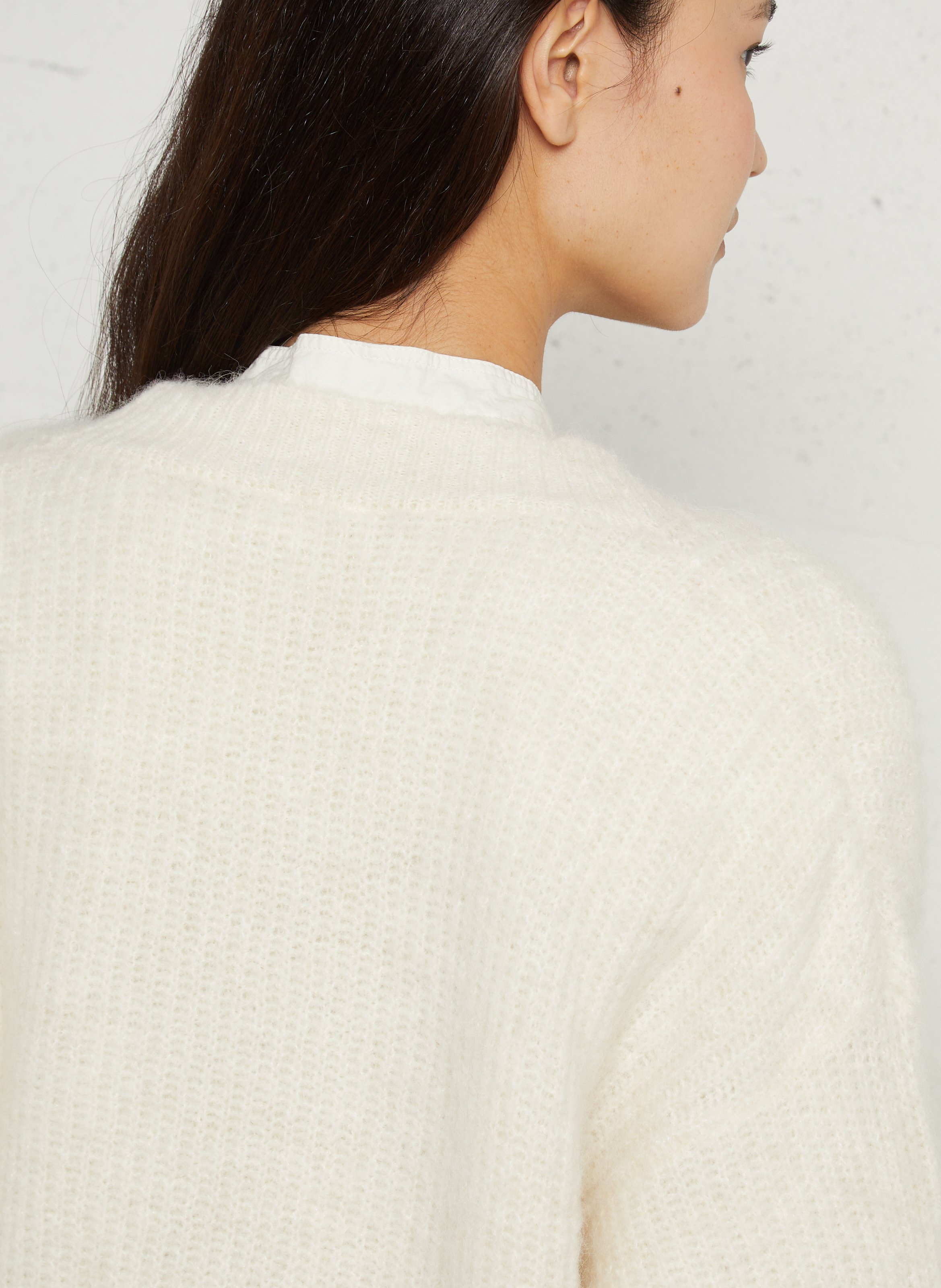 Gilet ample col v en maille mélangée east AMERICAN VINTAGE Beige