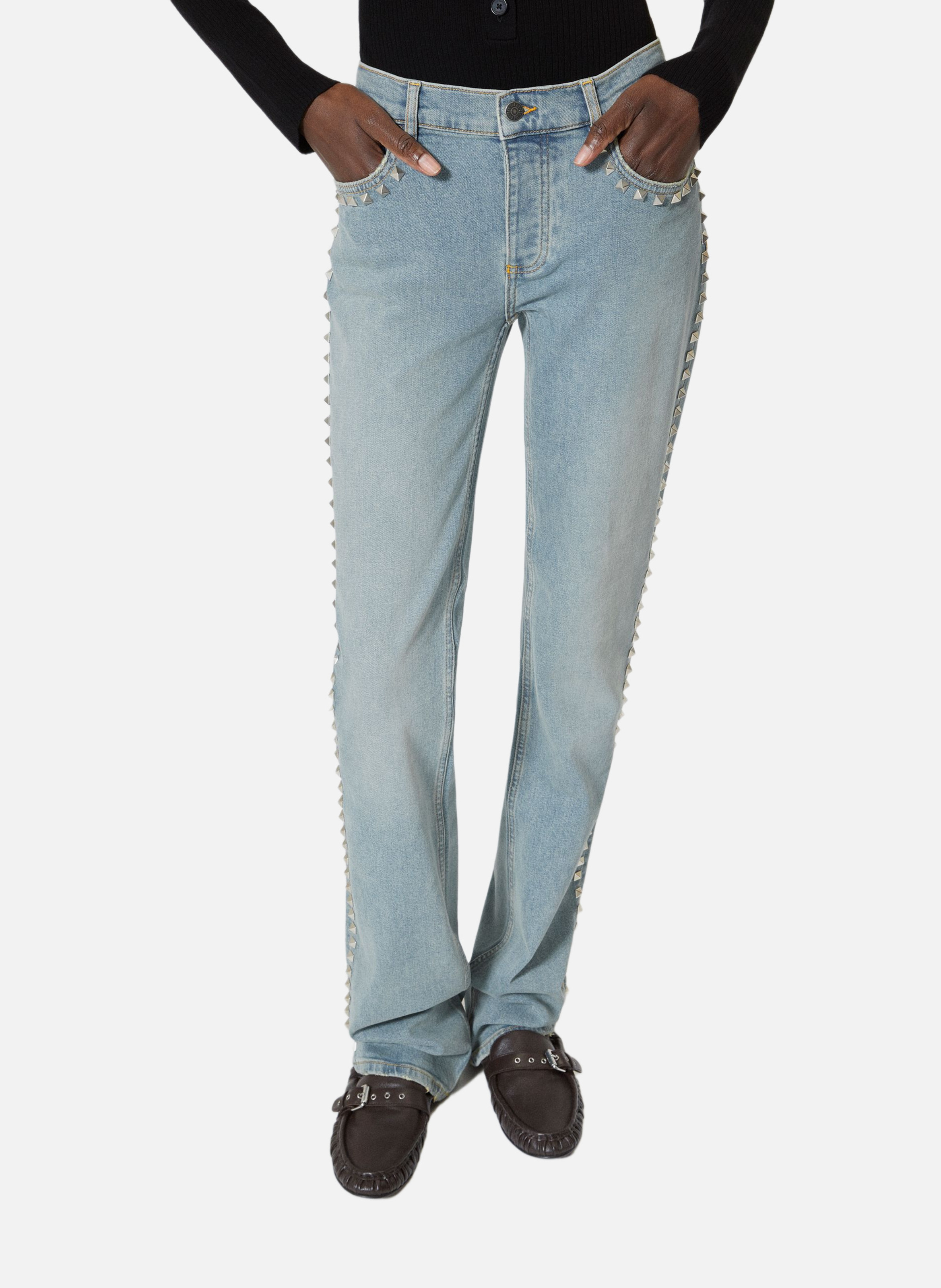 Jean slim long avec studs THE KOOPLES Bleu