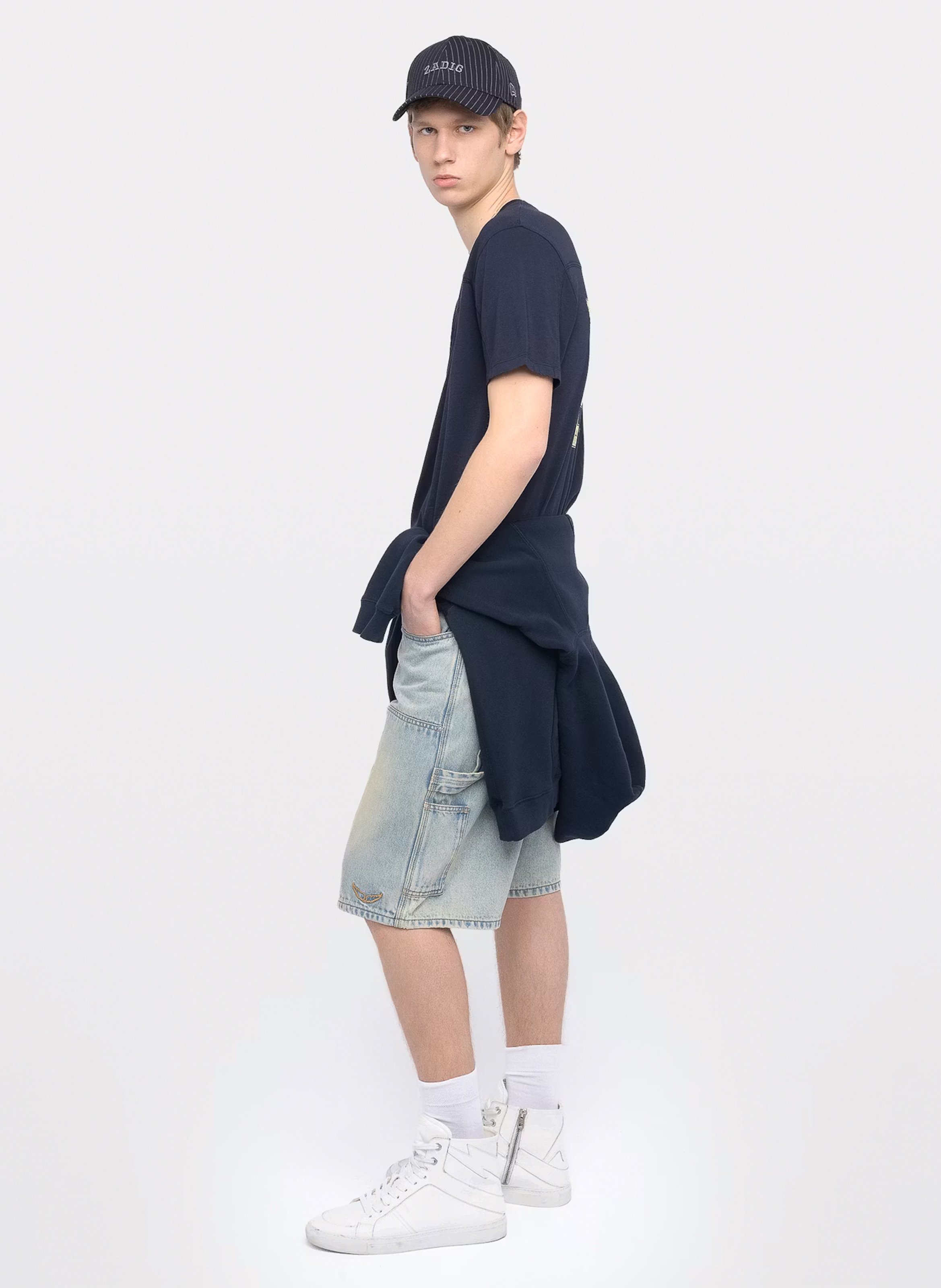 Tee-shirt droit col rond en coton sérigraphié tommy ZADIG&VOLTAIRE Bleu