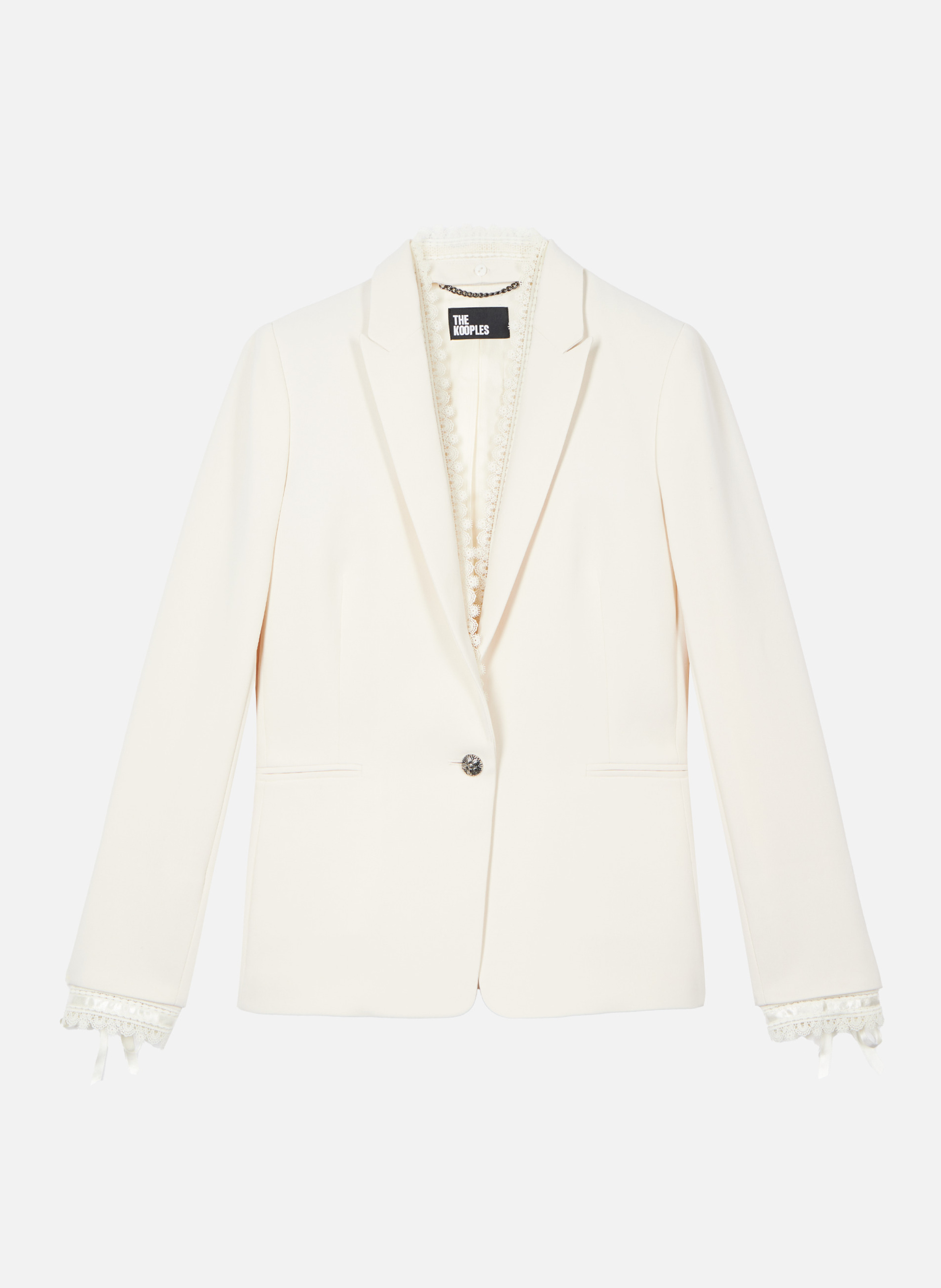 Veste tailleur avec bande dentelle THE KOOPLES Blanc