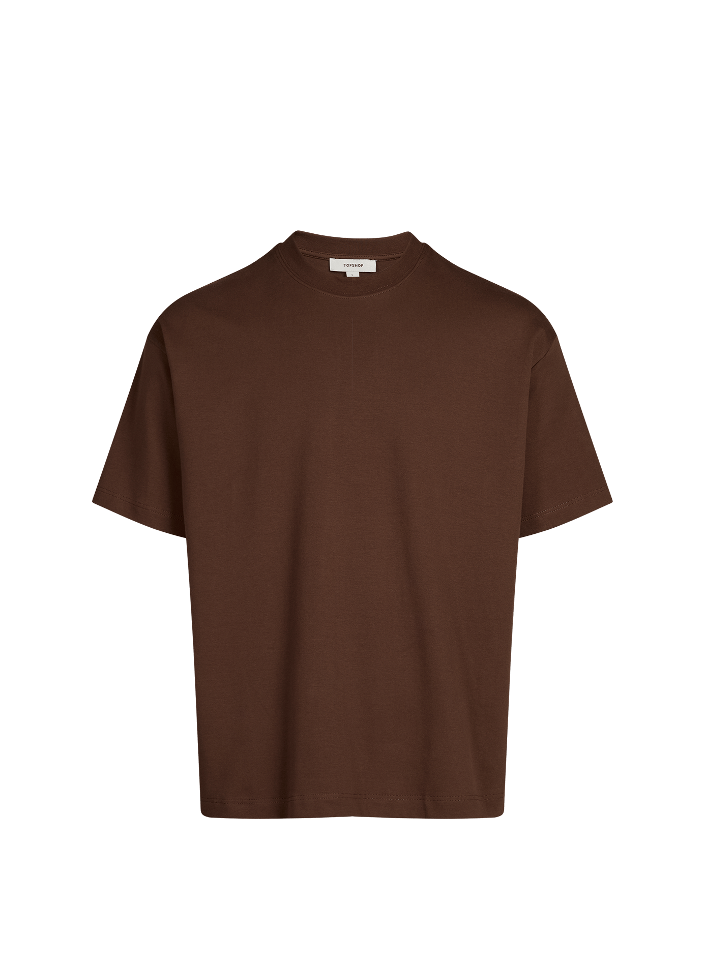Plain round neck T-shirt in blended cotton TOPSHOP Brown
