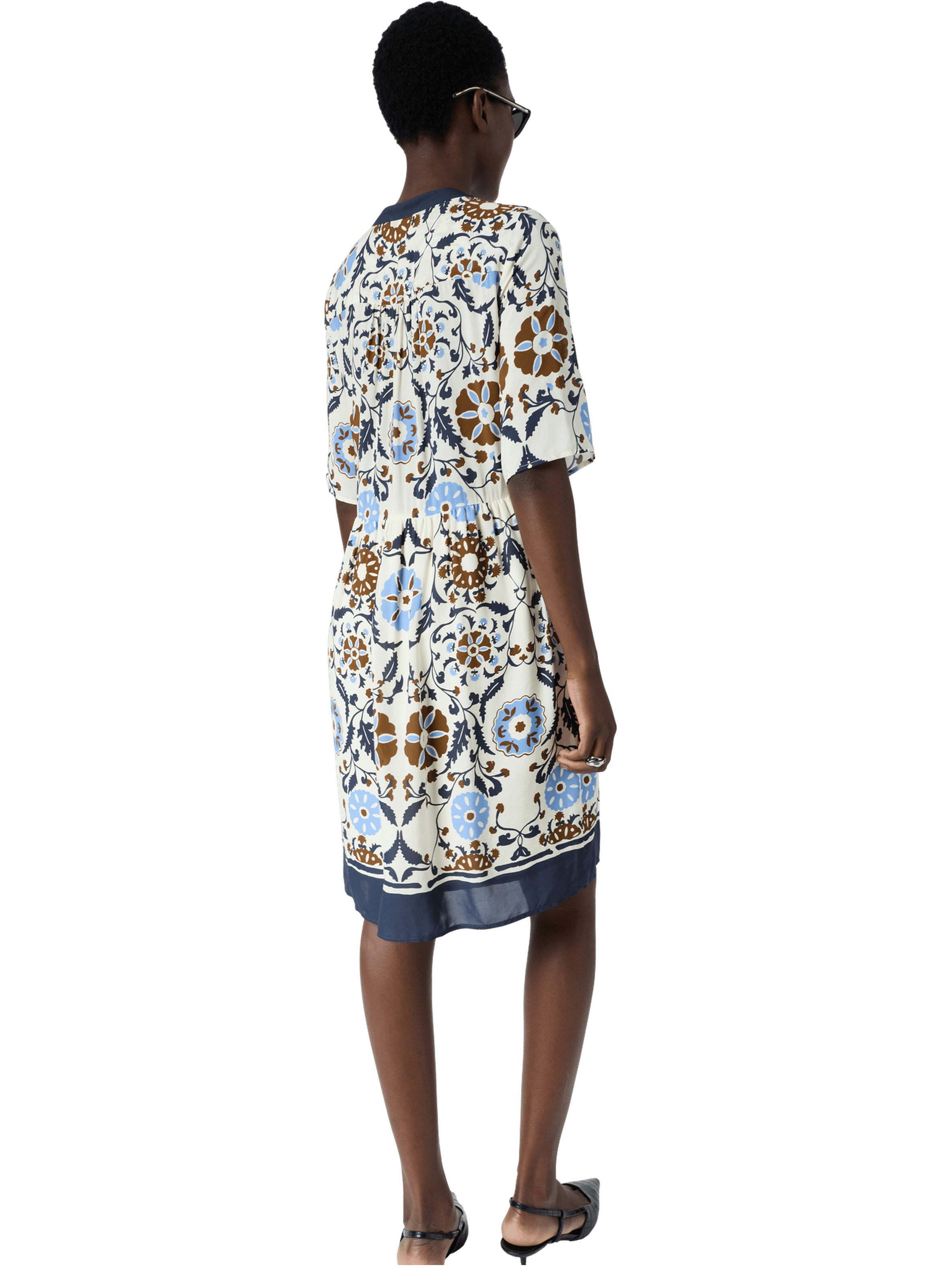 Robe courte et fluide imprimée - romaine GERARD DAREL Beige