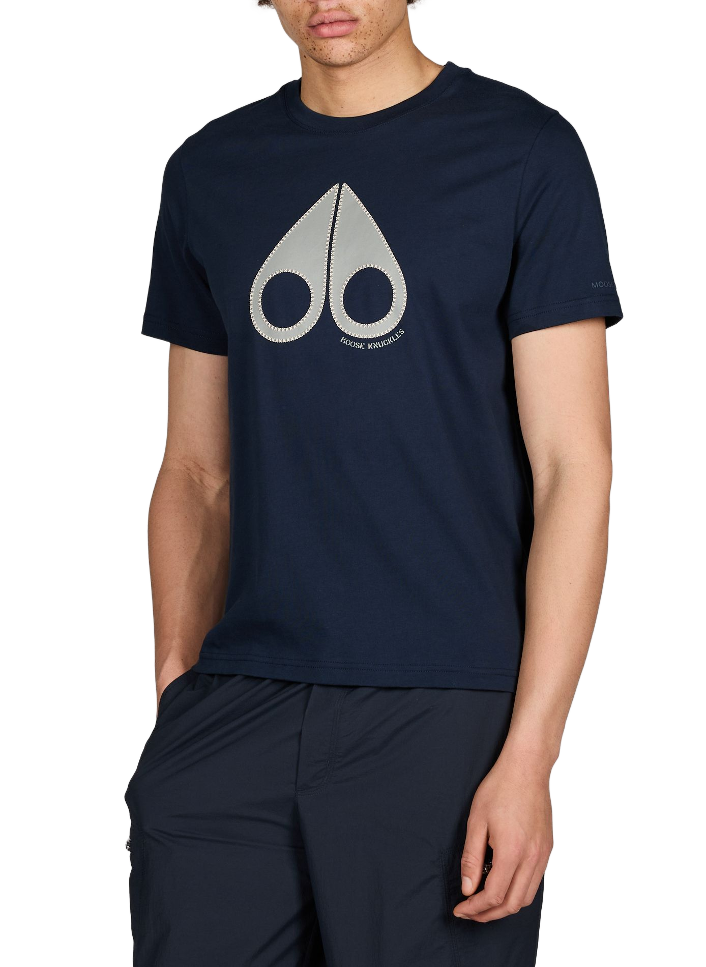 T-shirt à logo en coton MOOSE KNUCKLES Bleu