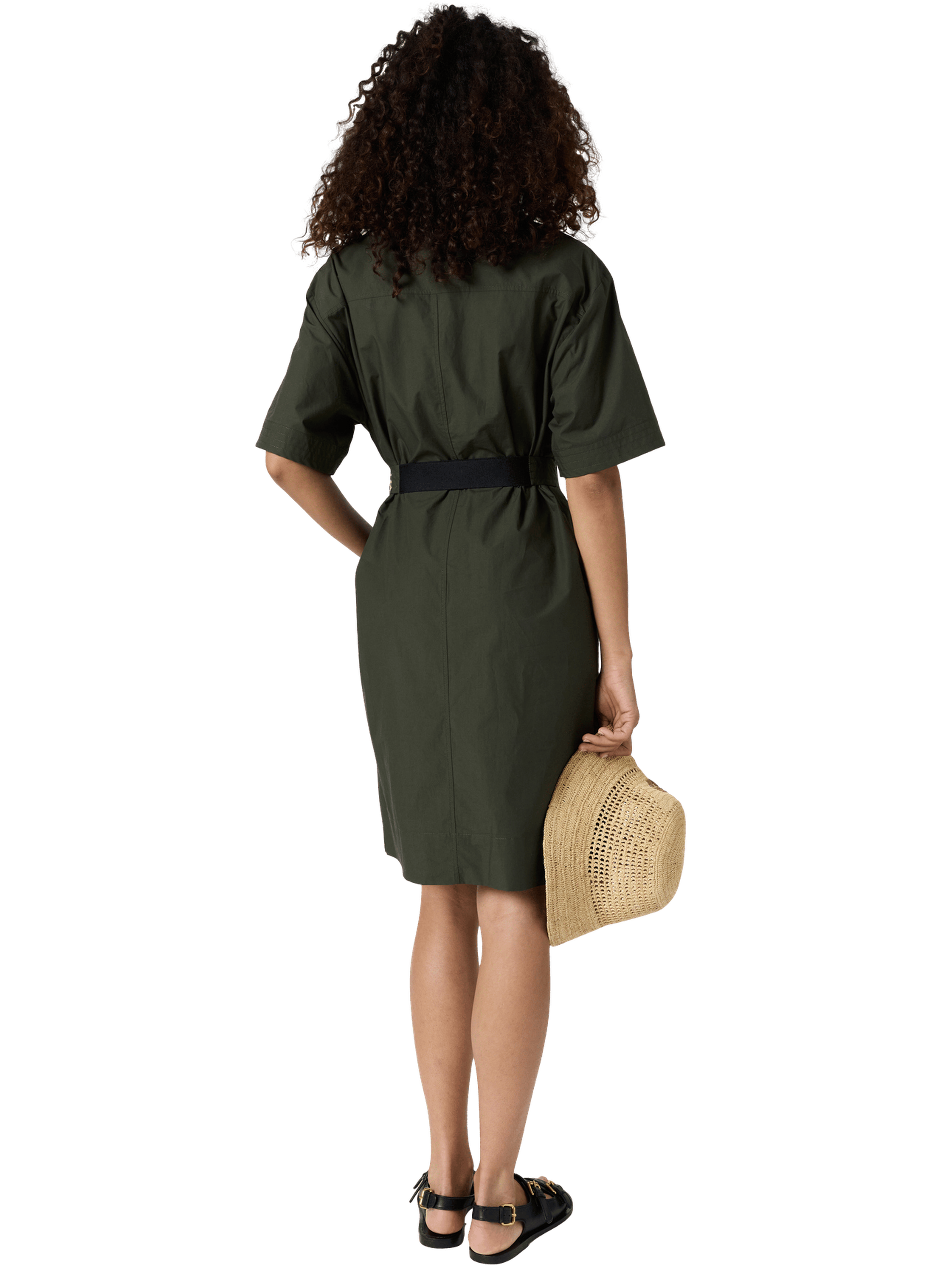 Robe à col chemise en coton - rizlene GERARD DAREL Vert