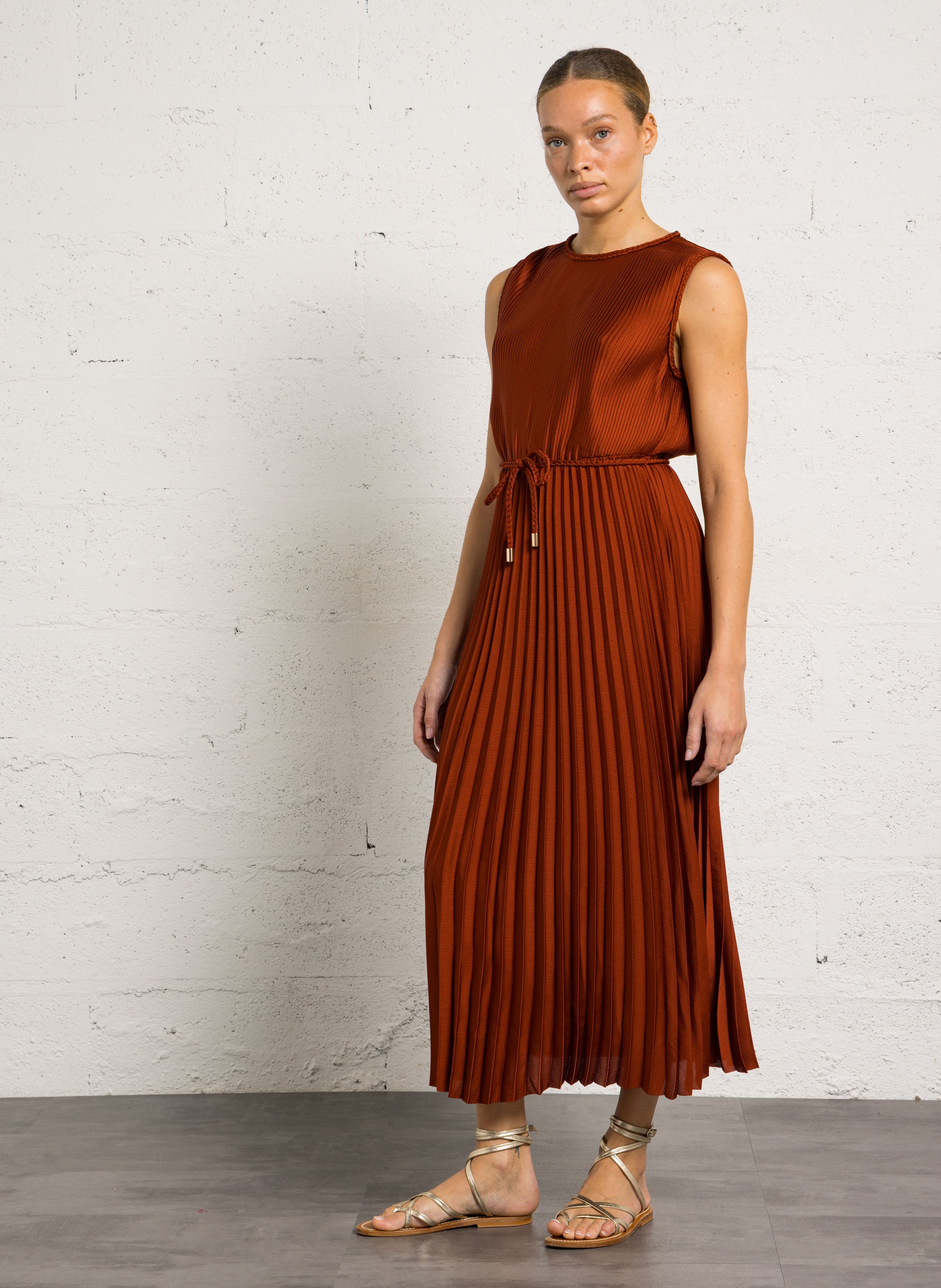 Robe droite longue plissée bell MAISON 123 Rouge