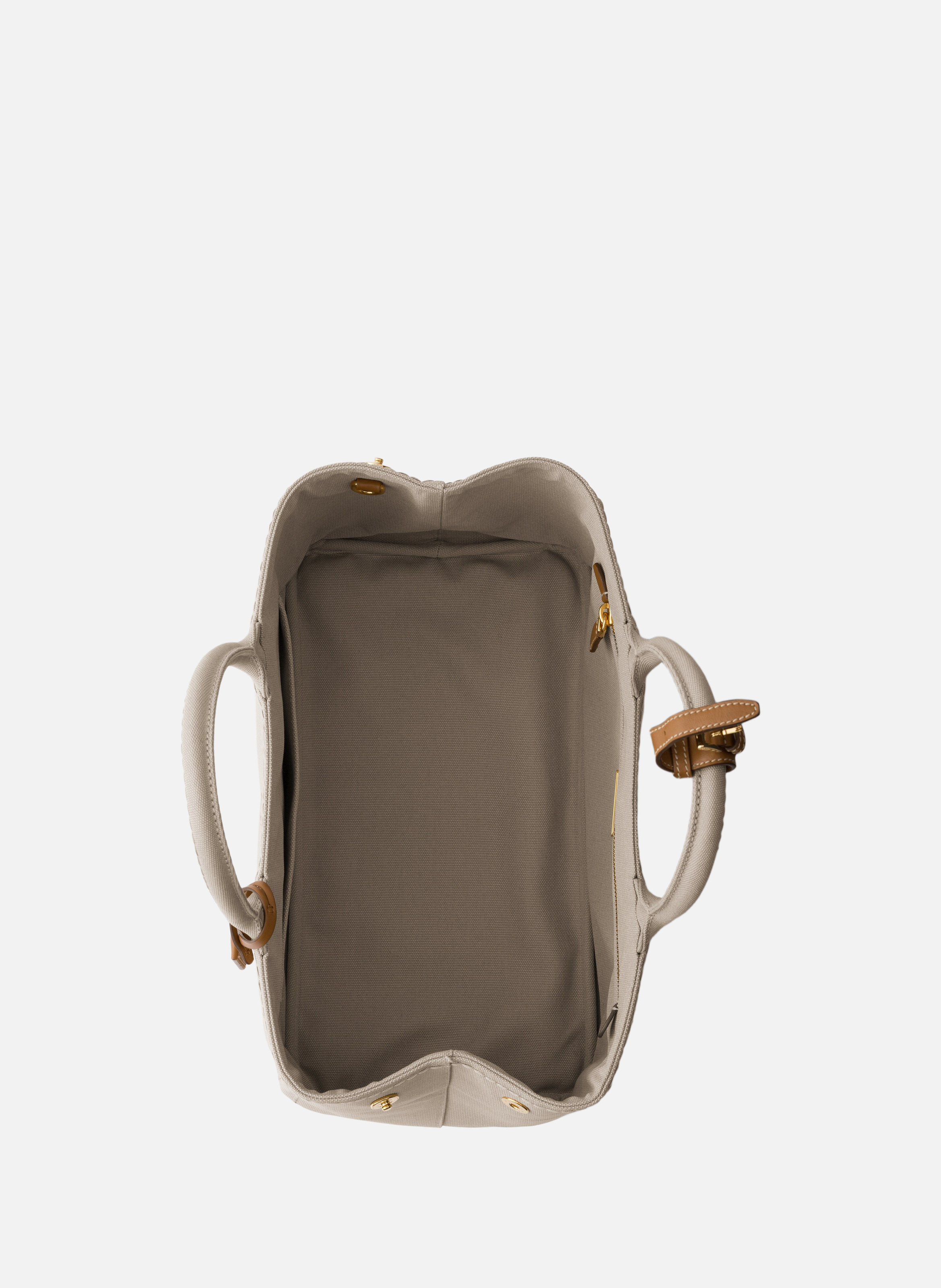 Grand sac cabas prada jardinière en toile de coton PRADA Beige