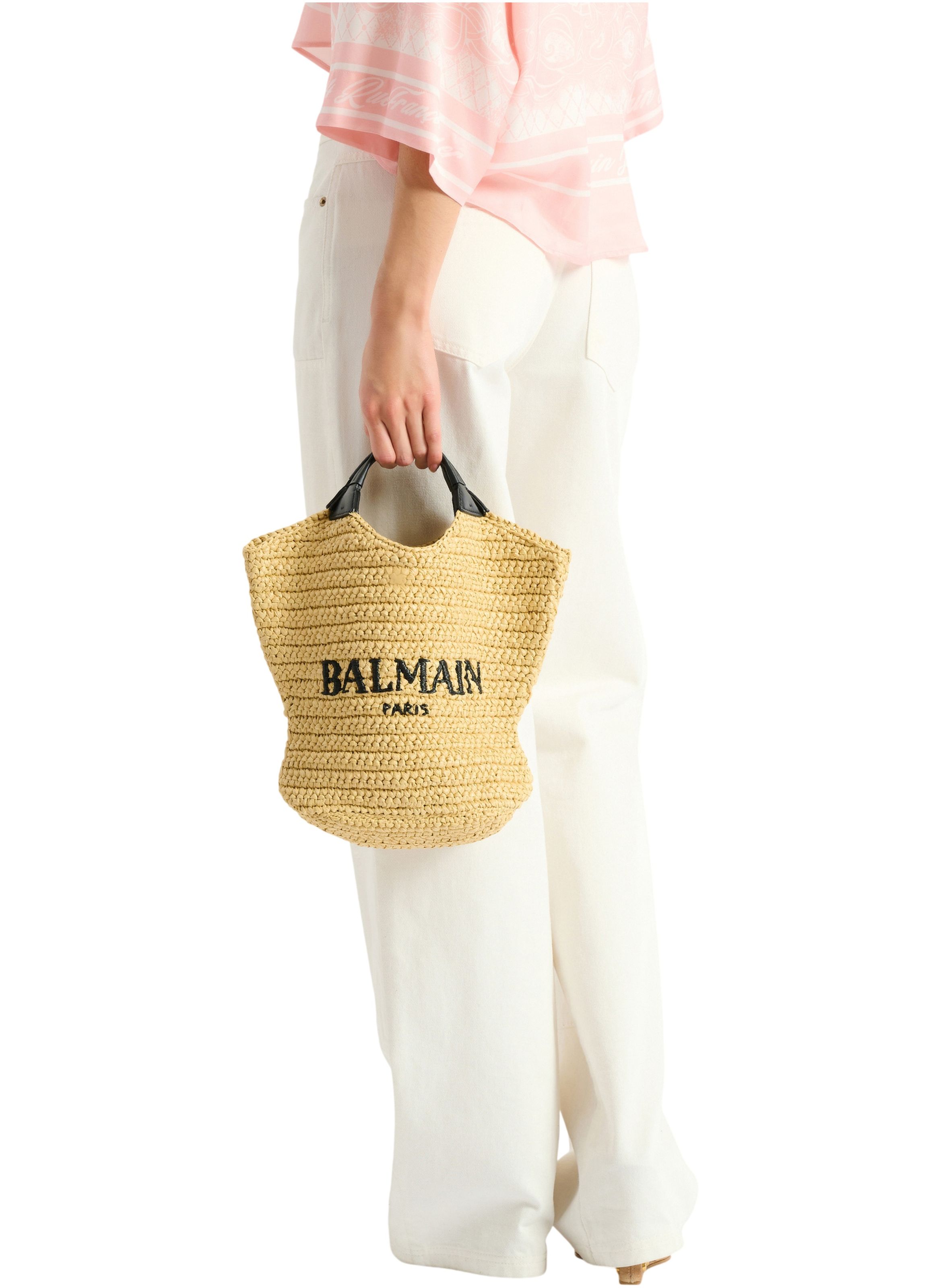 Sac cabas balmain mini en crochet BALMAIN Beige