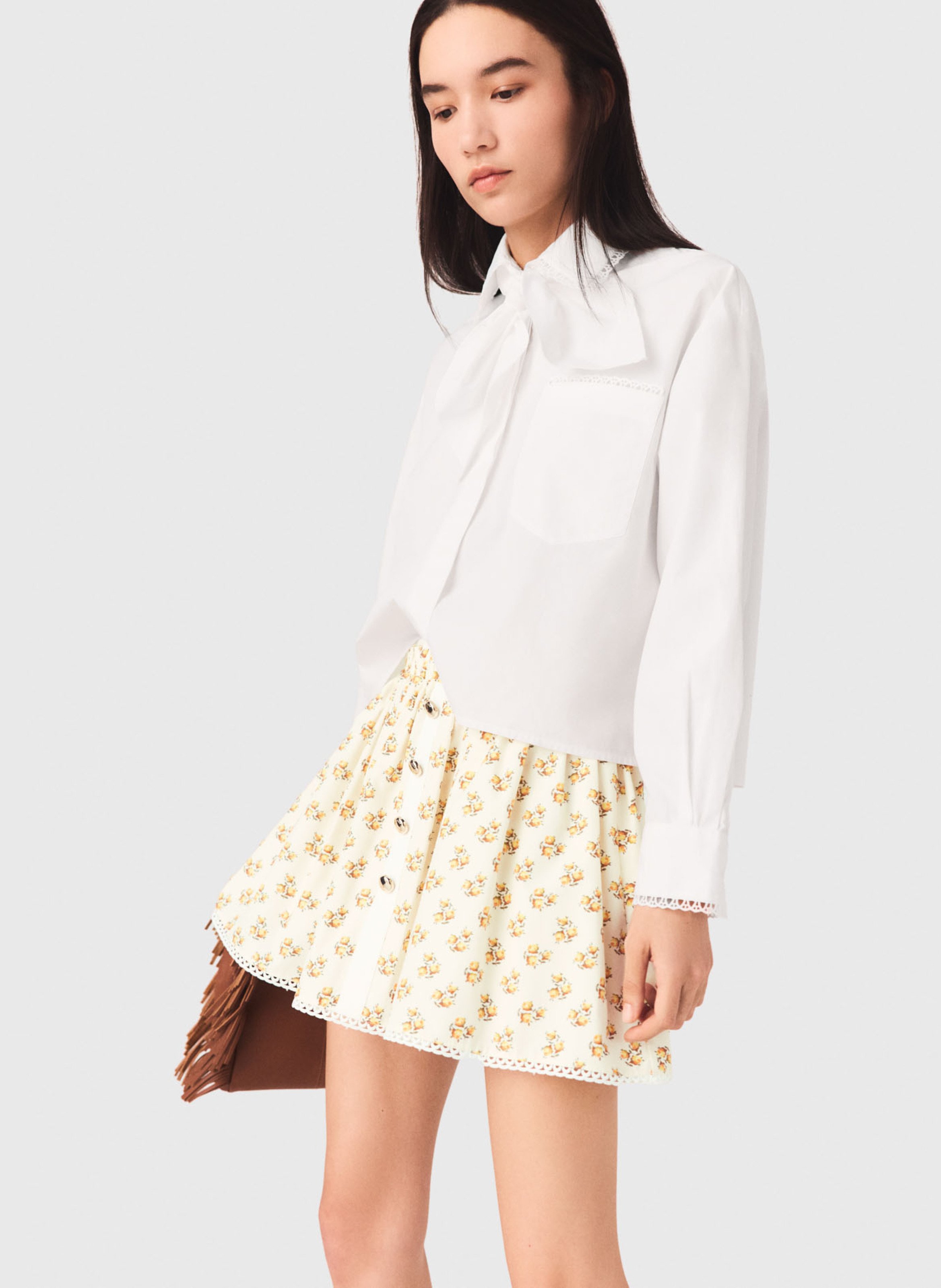 Jupe courte évasée imprimée MAJE Jaune