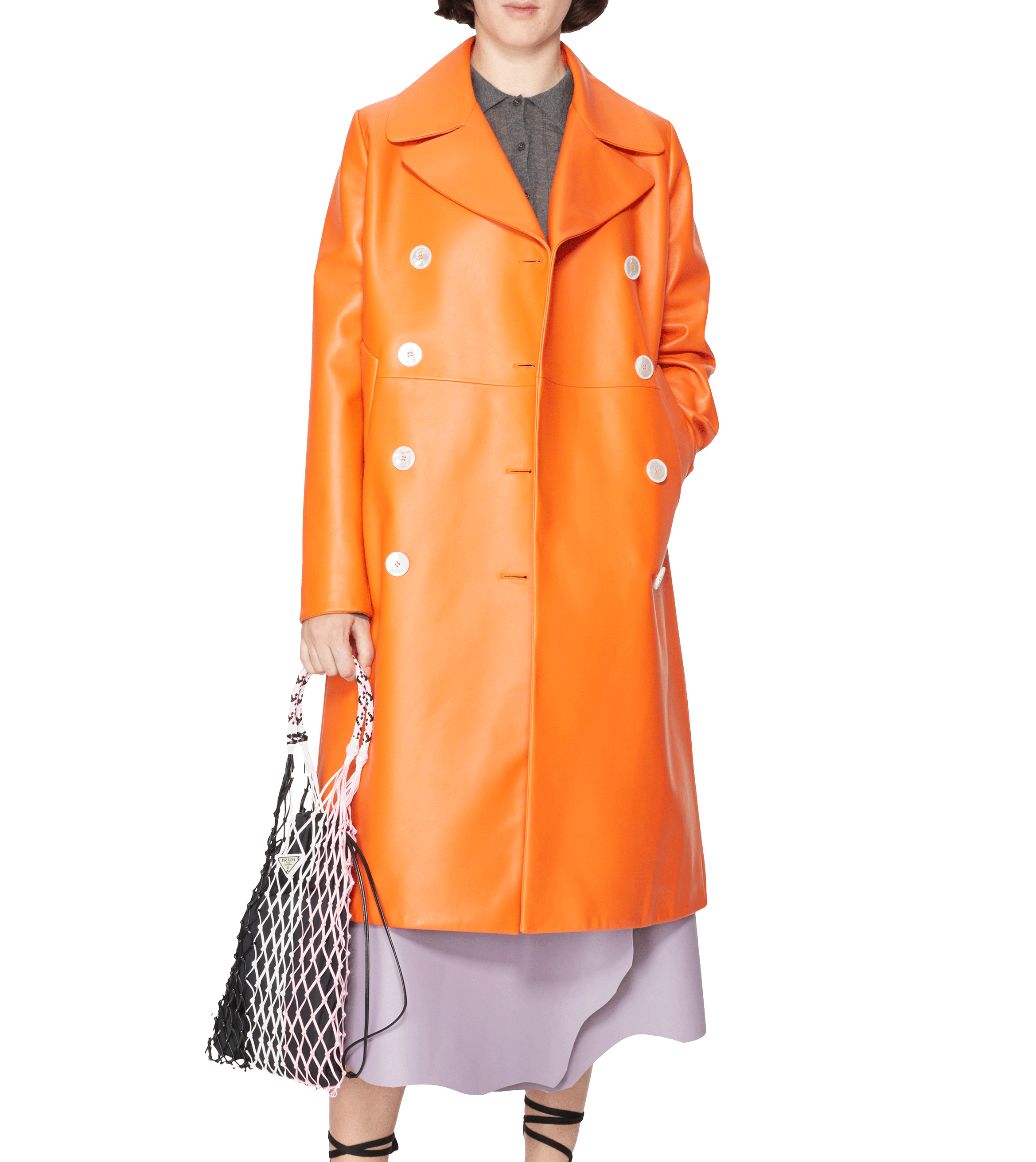 Leather Coat  PRADA Orange