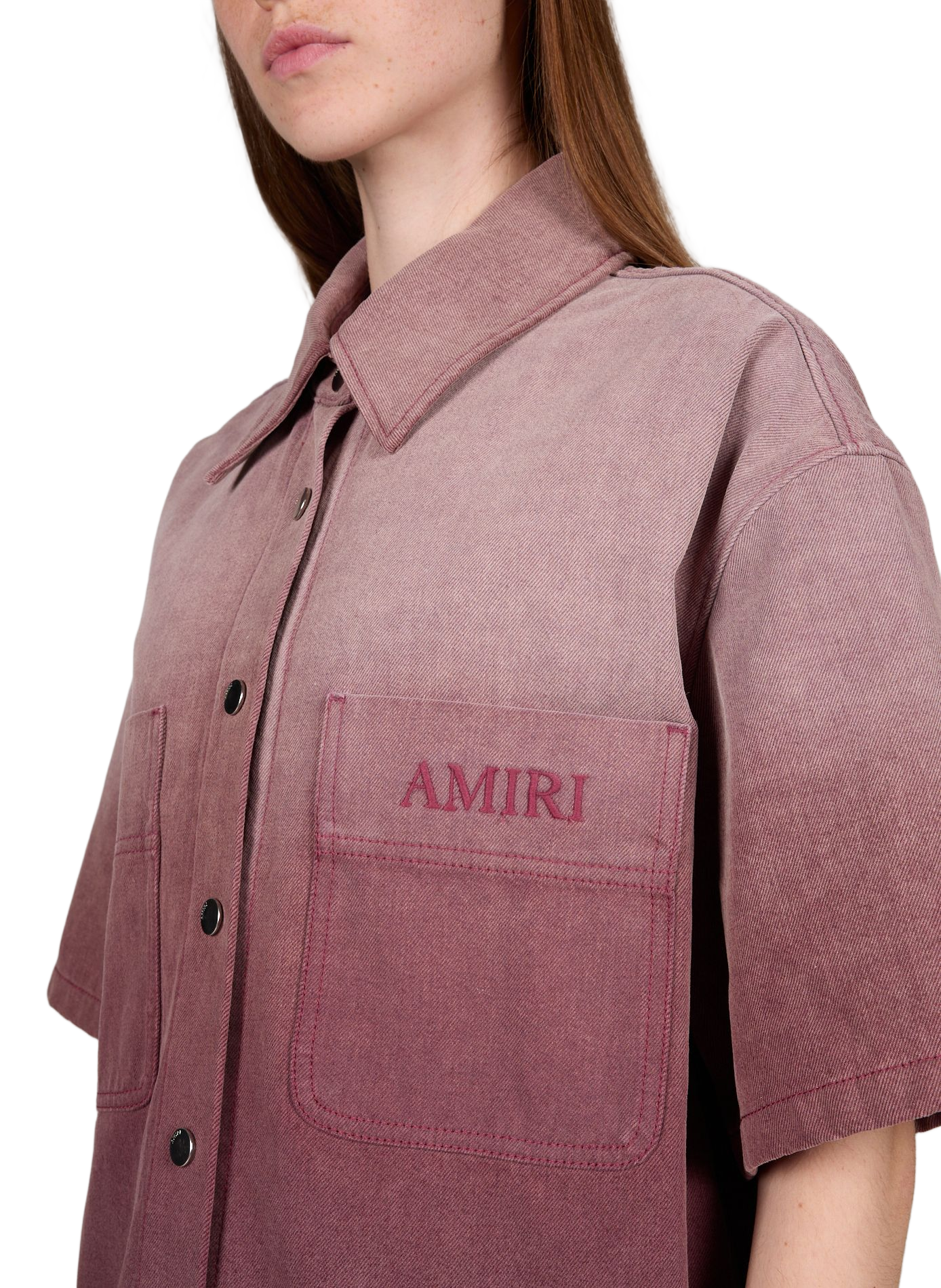 Chemise oversize dégradée à manches courtes en coton AMIRI Rouge