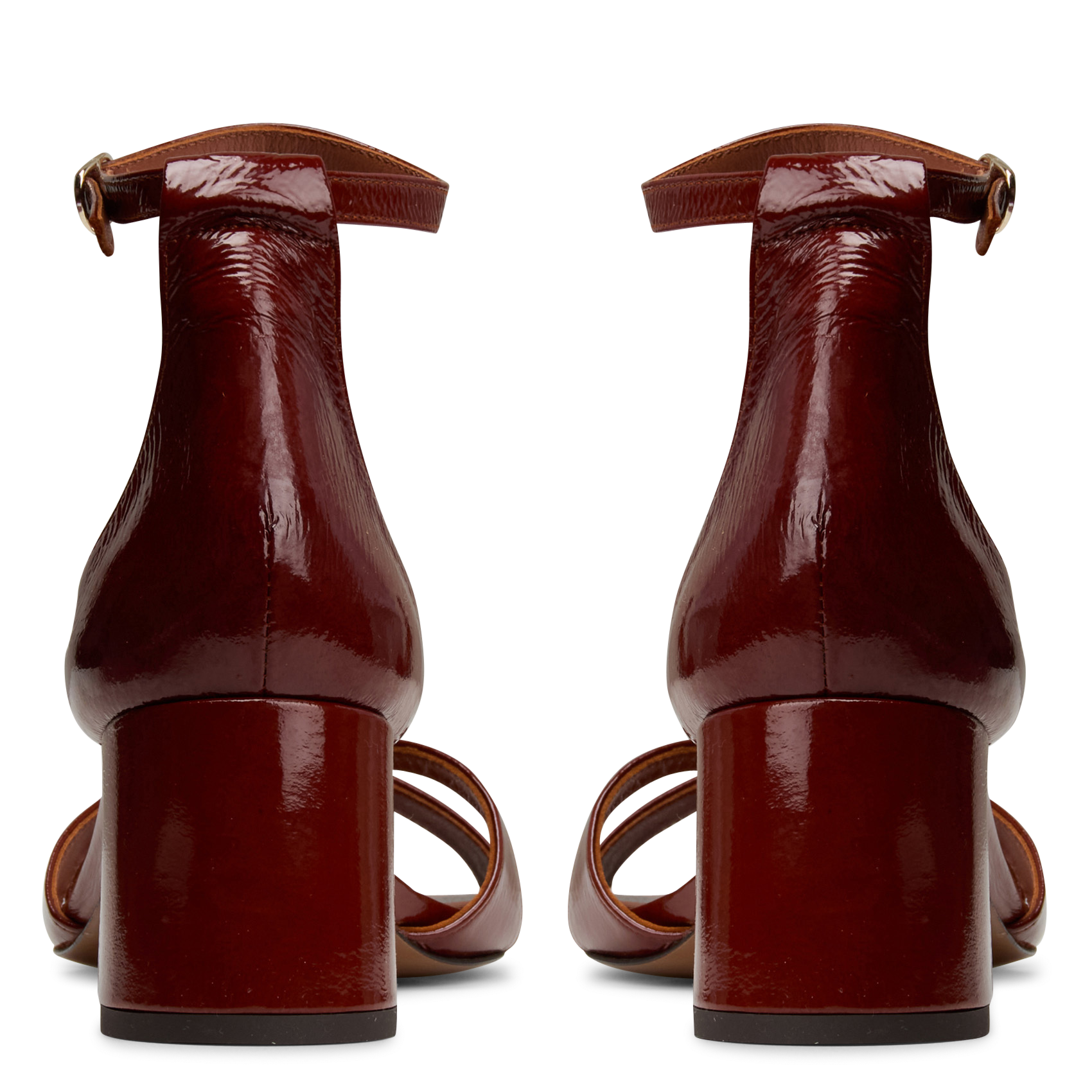 Sandales à talons en cuir vernis n°595 RIVECOUR Marron