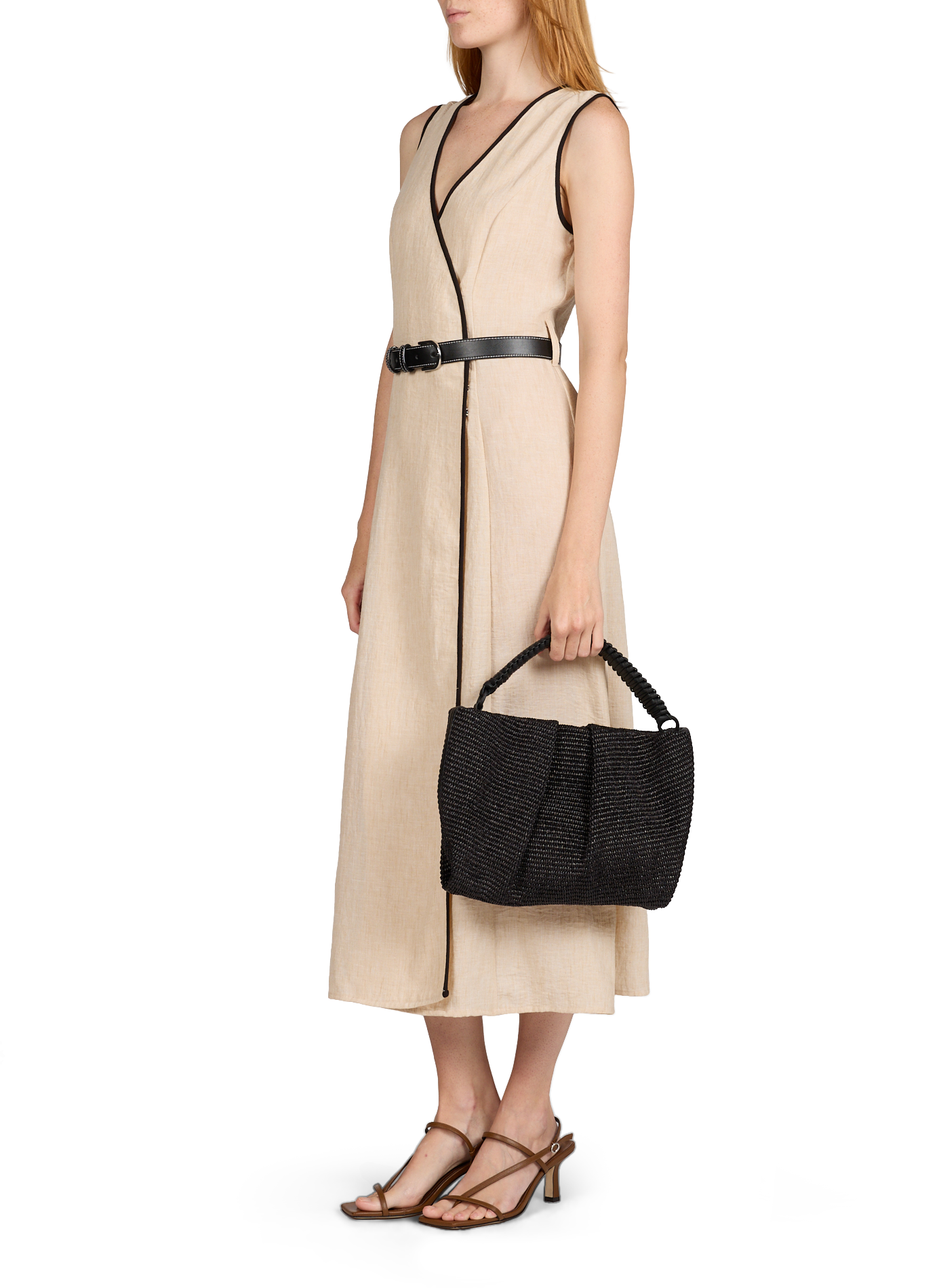 Robe Vijasmine à col V VILA Beige