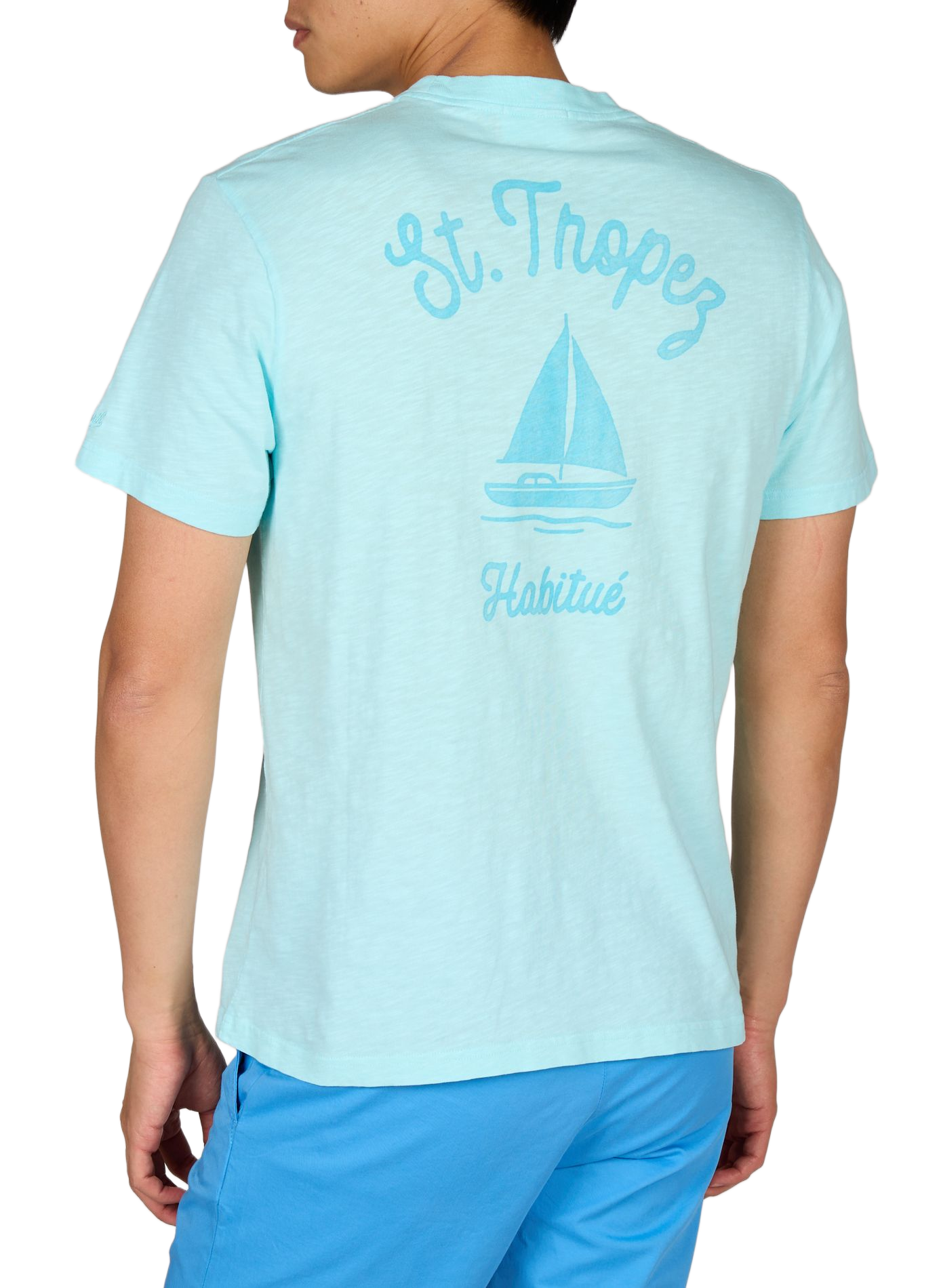 Tee-shirt droit à motif col rond  MC2 SAINT BARTH Bleu
