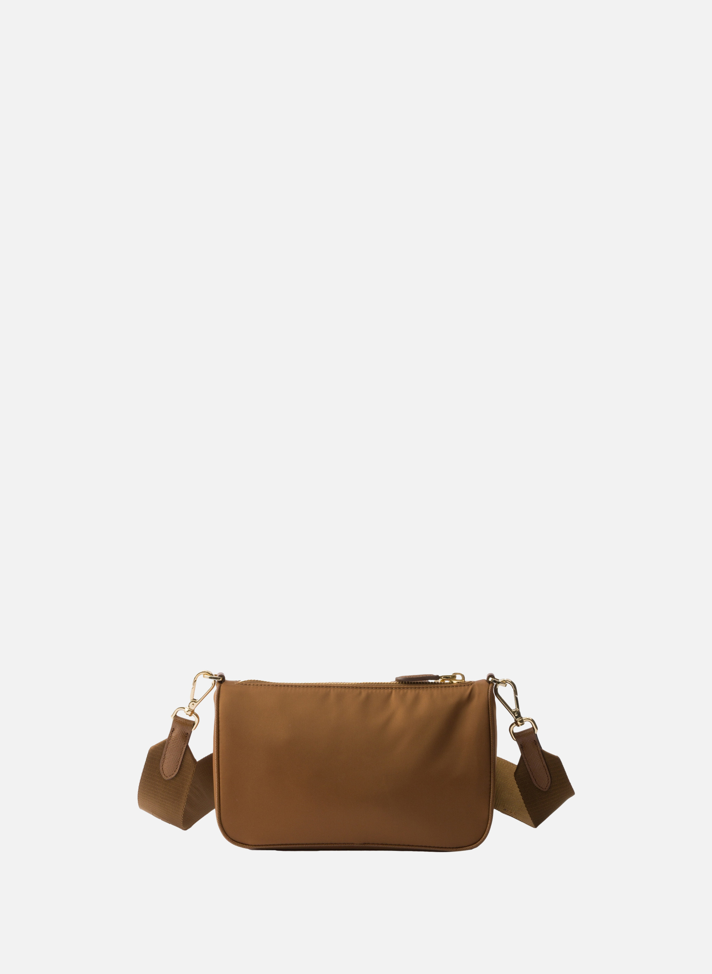 Mini sac porté épaule en re-nylon et cuir saffiano PRADA Marron