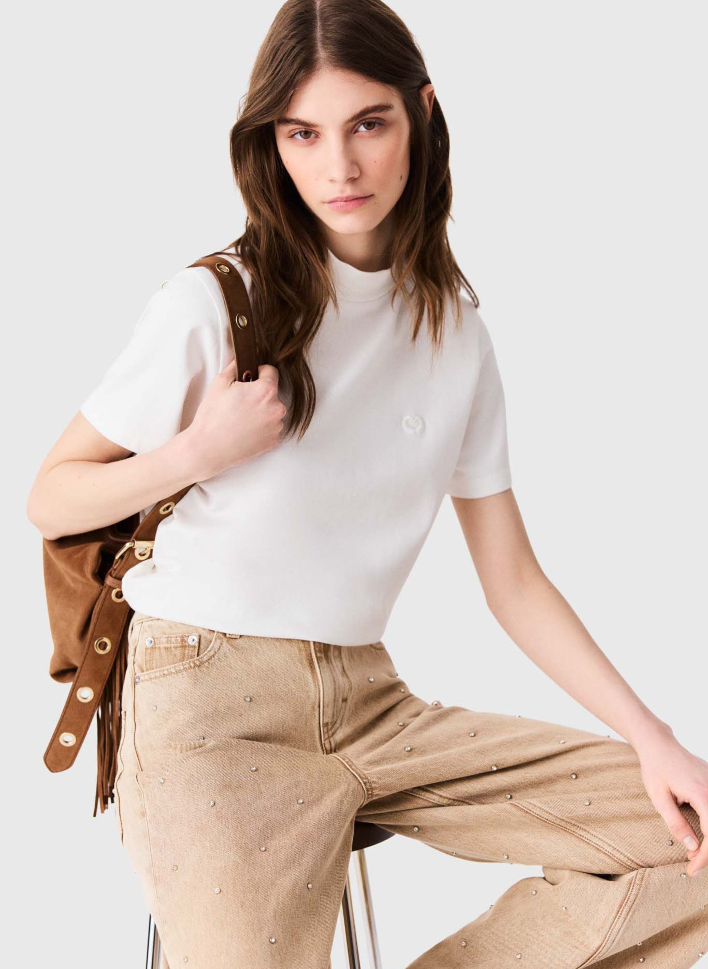 Tee-shirt droit en coton MAJE Blanc