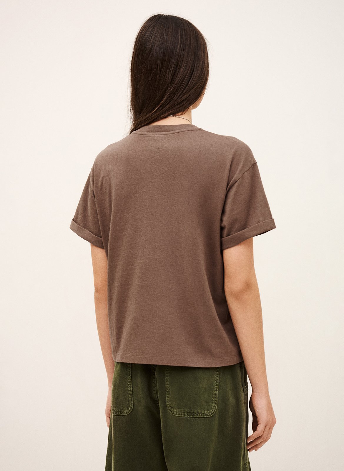 Rechte T-shirt met ronde hals van katoen Rosie BA&SH Beige