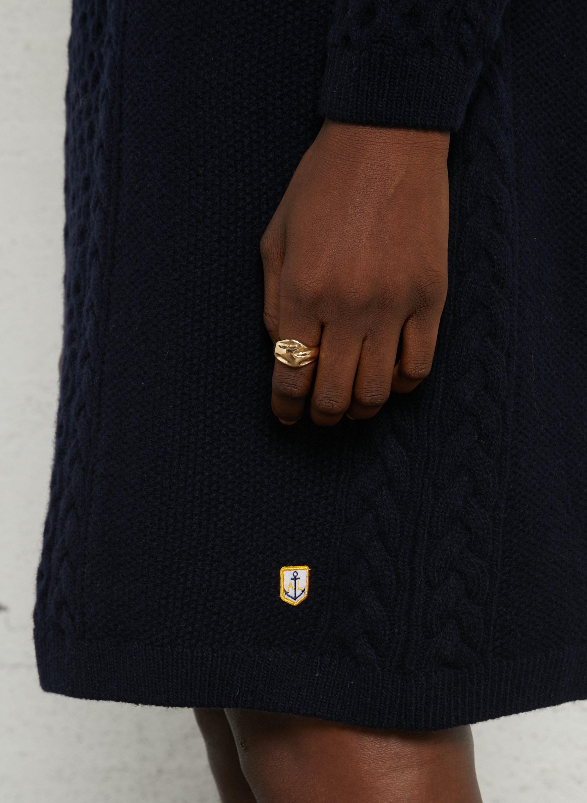 Midi jurk in ruime pasvorm van gemengde wol erfgoed ARMOR-LUX Blauw
