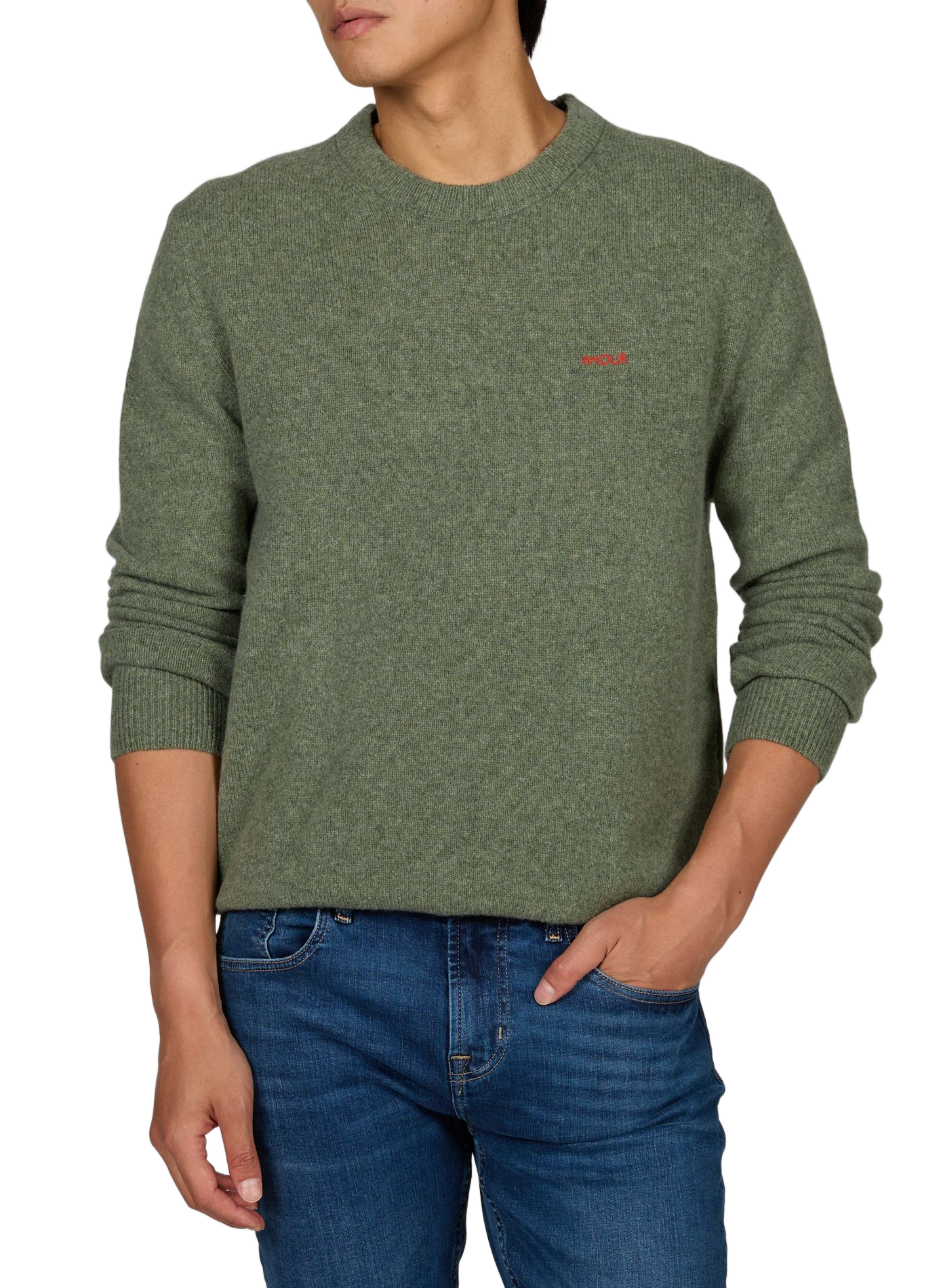 Round neck wool straight sweater MAISON LABICHE Green