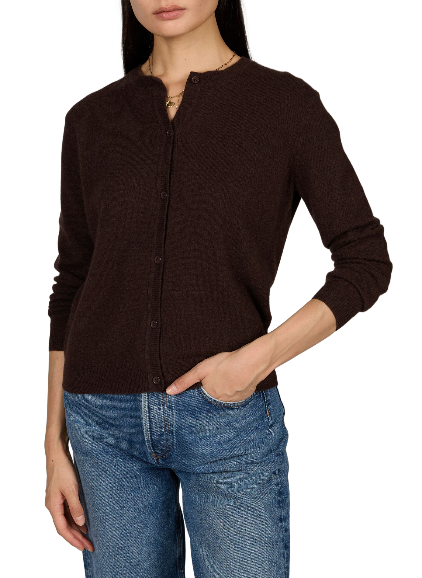 Gilet droit VARDI en cachemire AU PRINTEMPS PARIS Marron