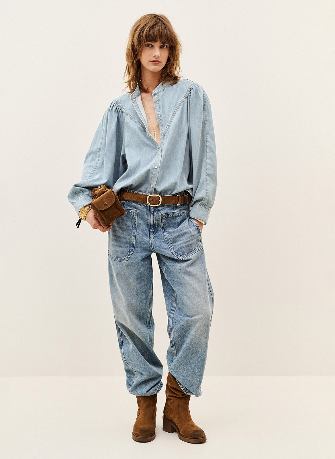 Chemise manches longues en denim alino BA&SH Bleu