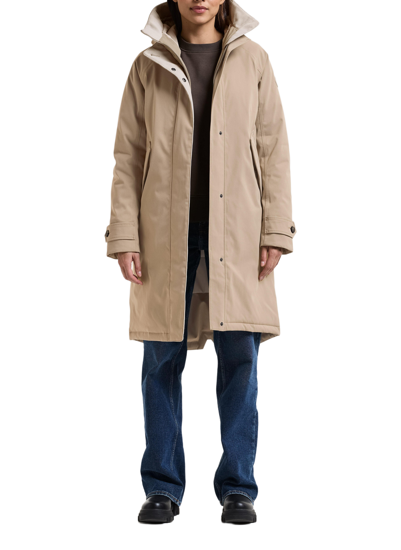 LUNA mid-length hooded parka DIDRIKSONS Beige