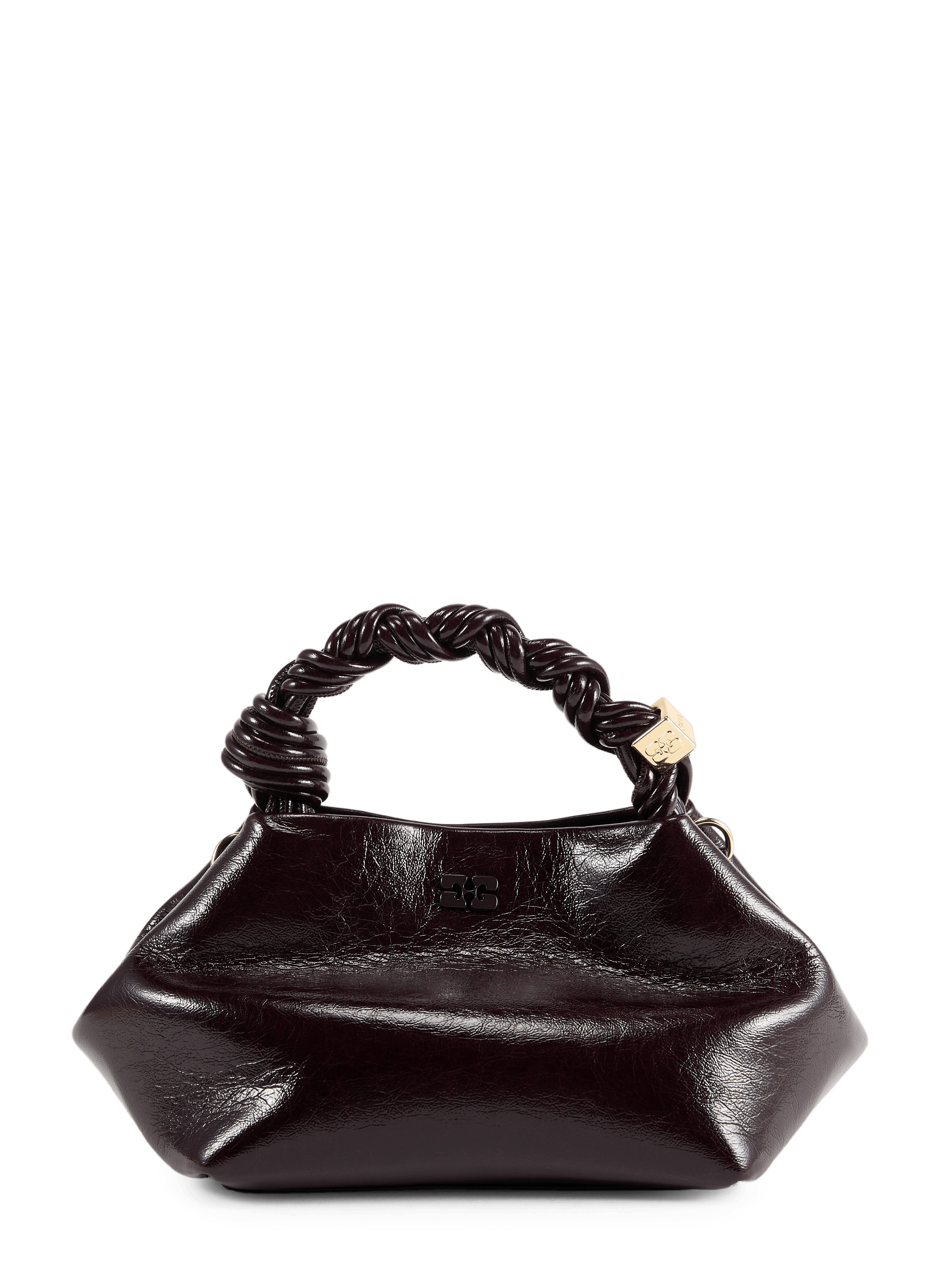 Bou Small handtas met laklook GANNI Bruin