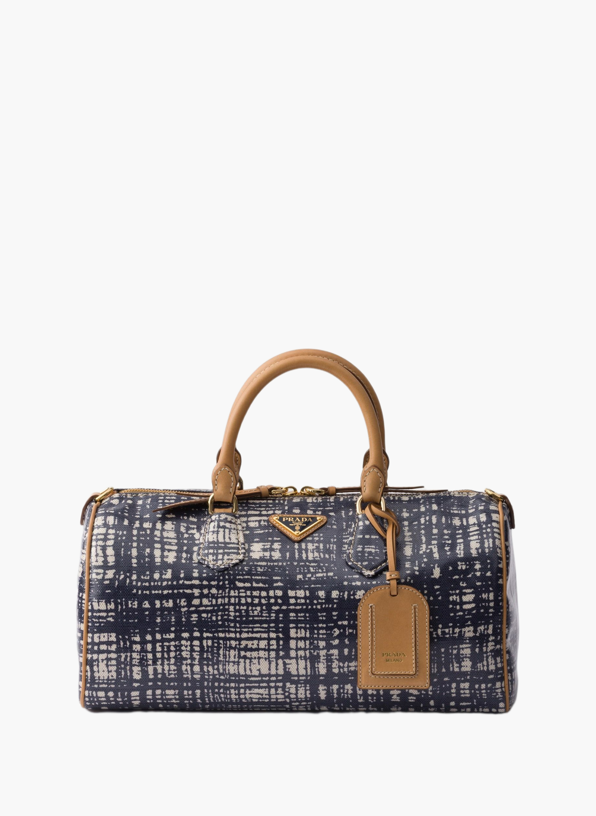 Sac à main prada evasion medium en mélange de lin PRADA Bleu