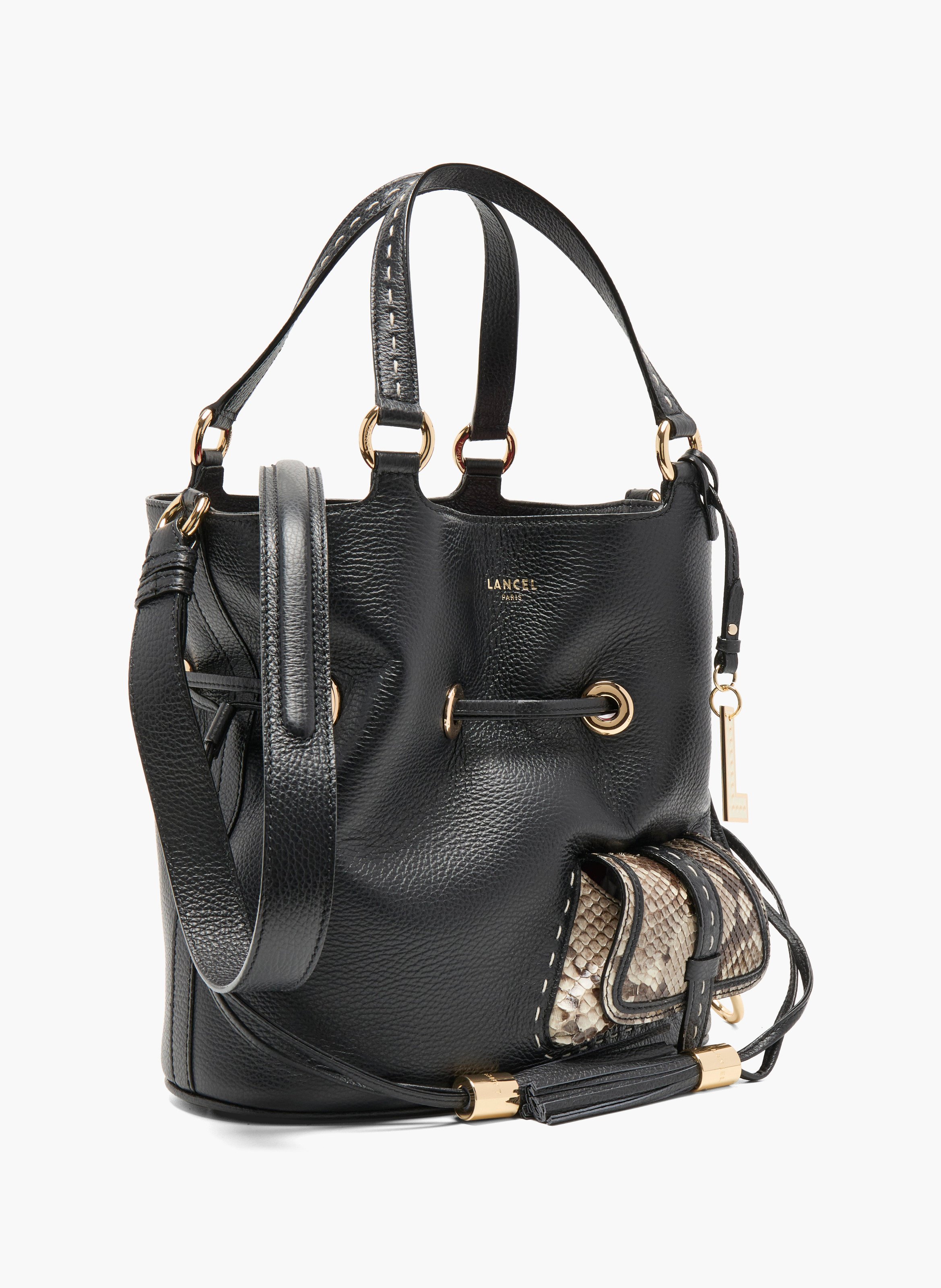 Sac seau premier flirt en cuir exotique lancel LANCEL Noir