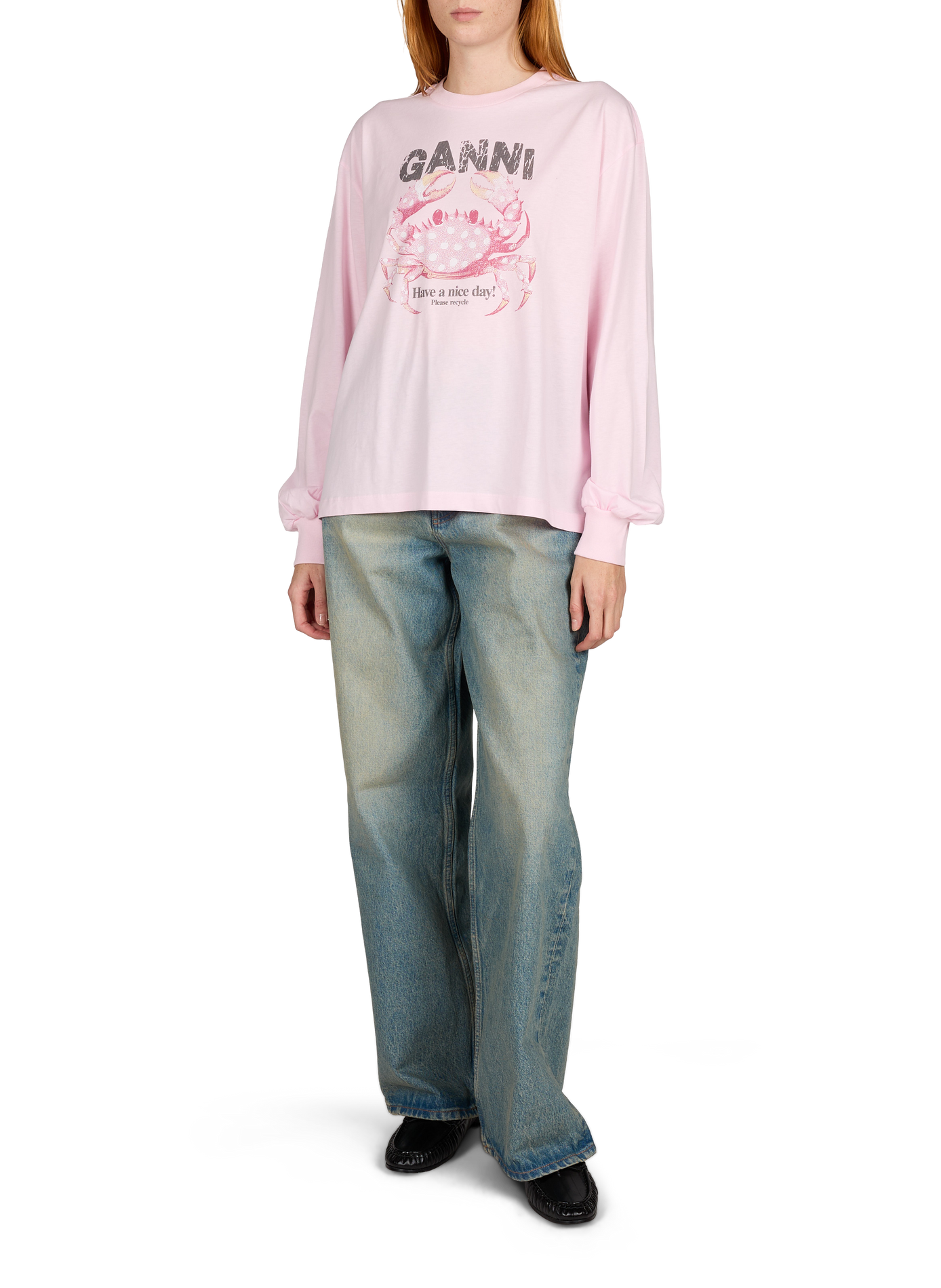 Round neck T-shirt GANNI Pink
