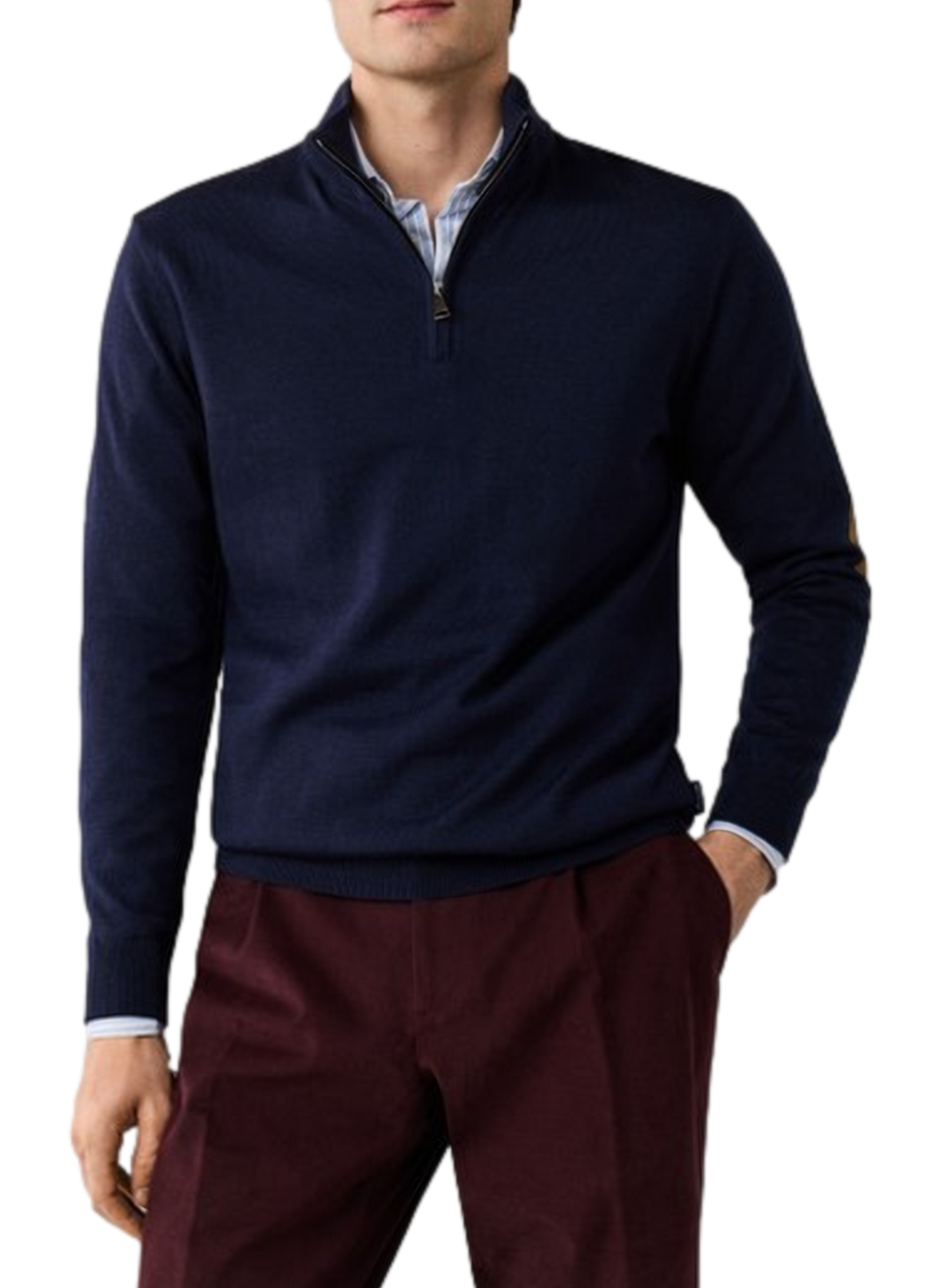 Merino wool zip-neck jumper FACONNABLE Blue