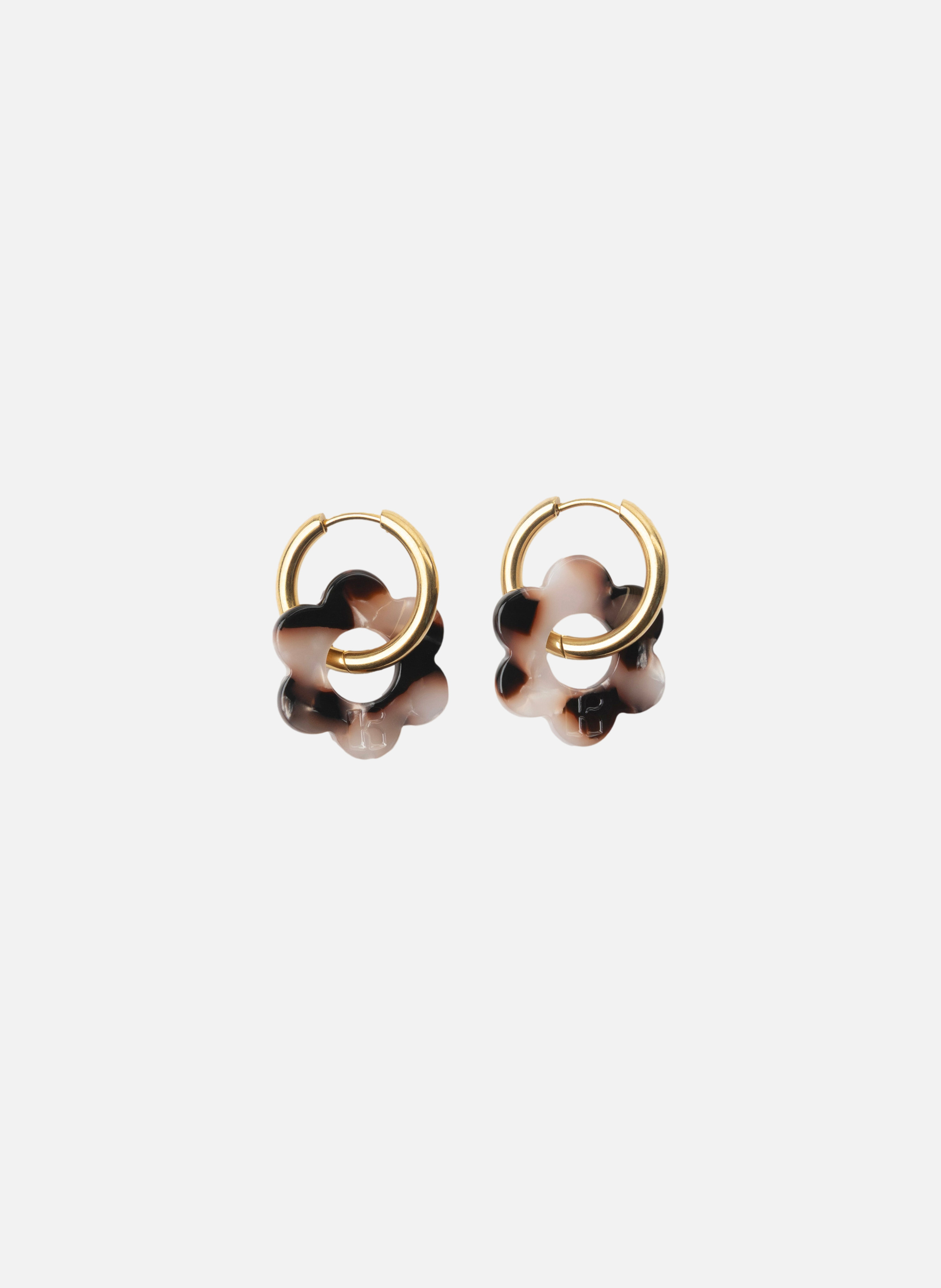 Boucles d'oreilles Baby Fleurette avec anneaux en acier inoxydable doré  Panthère