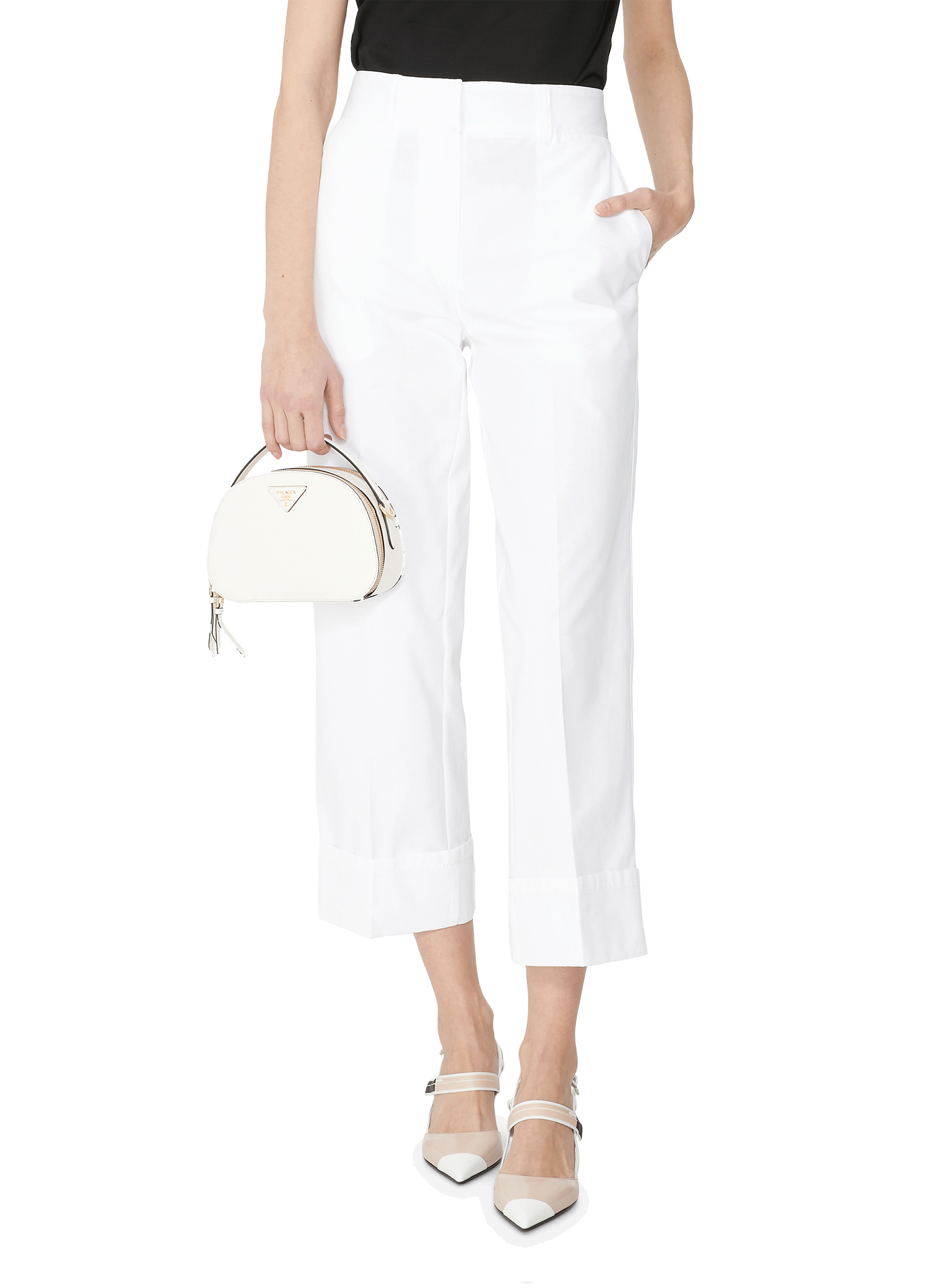 Baumwollpopelinehose PRADA Weiss