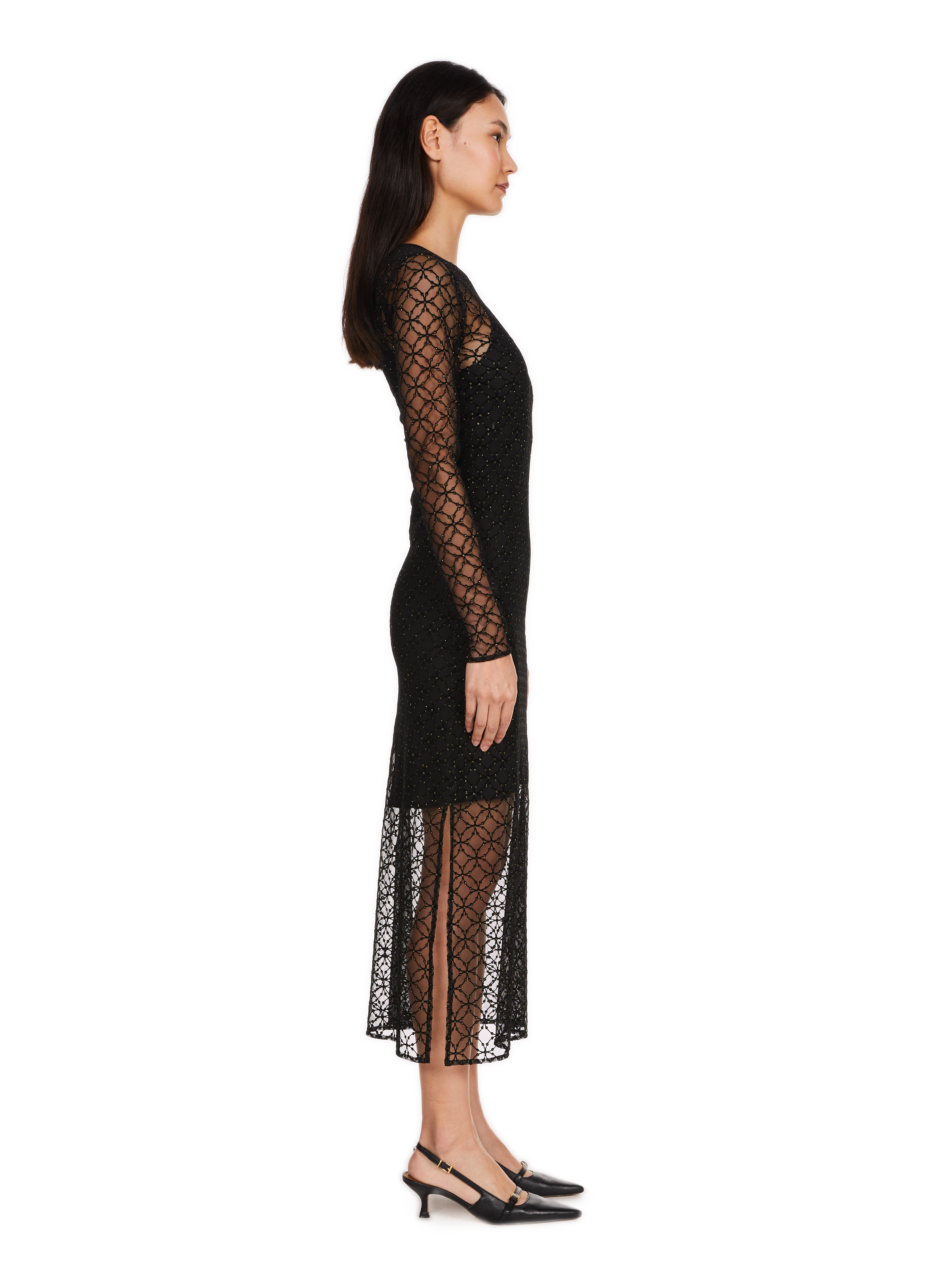 Robe longue Veril en tulle et strass SAISON 1865 Noir