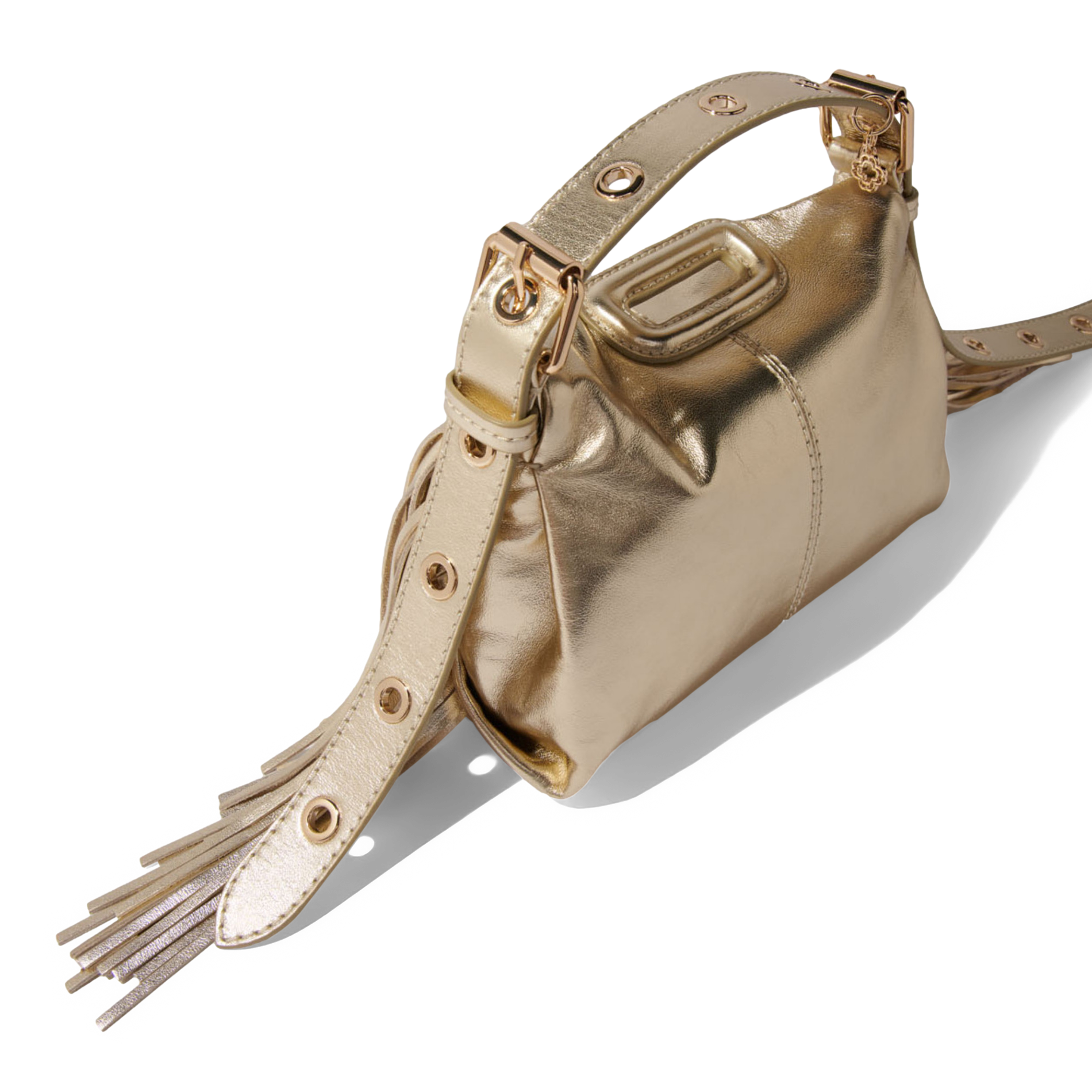 Sac bandoulière en cuir lisse miss m mini MAJE Doré