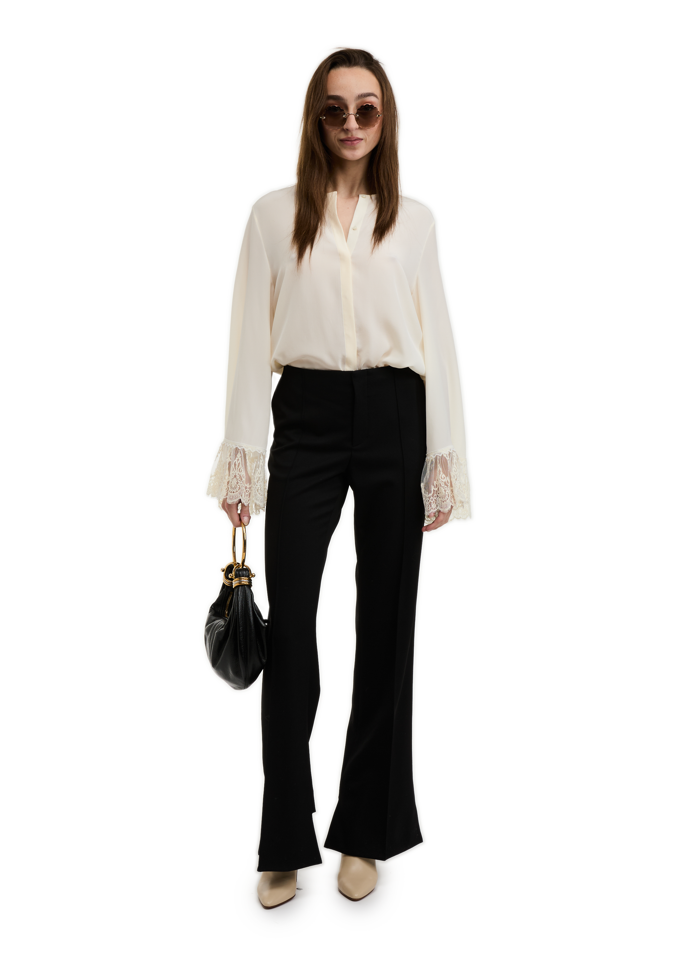 Pantalon asymétrique en laine  CHLOÉ Noir