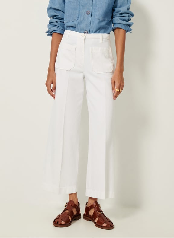 Jean droit taille haute en coton aldricks Blanc by SESSUN SESSUN Jean droit taille haute en coton aldricks Blanc