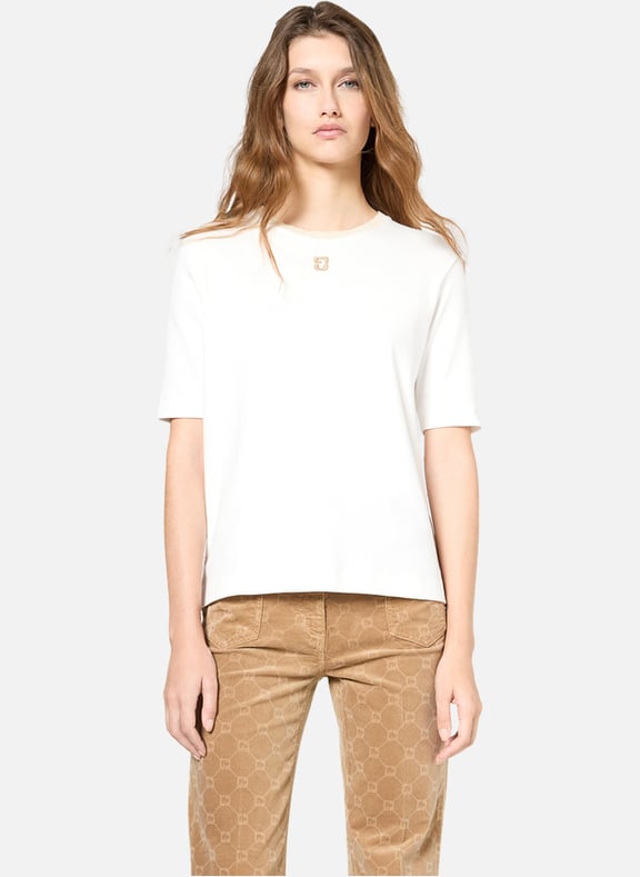 T-shirt en coton au col doré - ginette Blanc by GERARD DAREL GERARD DAREL T-shirt en coton au col doré - ginette Blanc