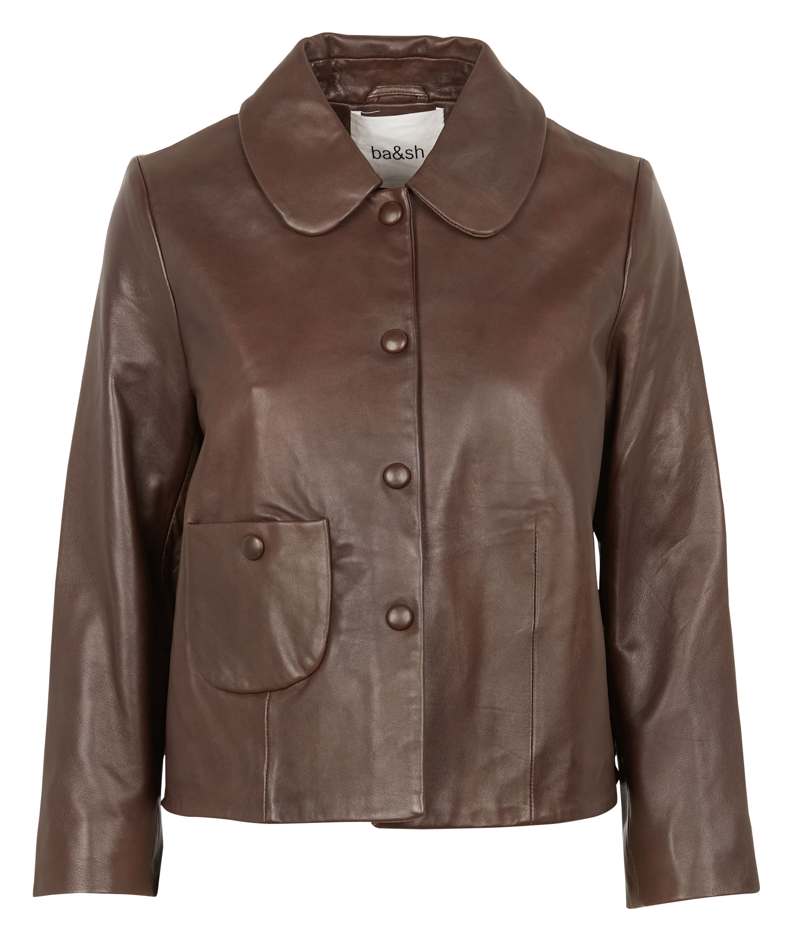 Veste col claudine en cuir milos BA&SH Marron