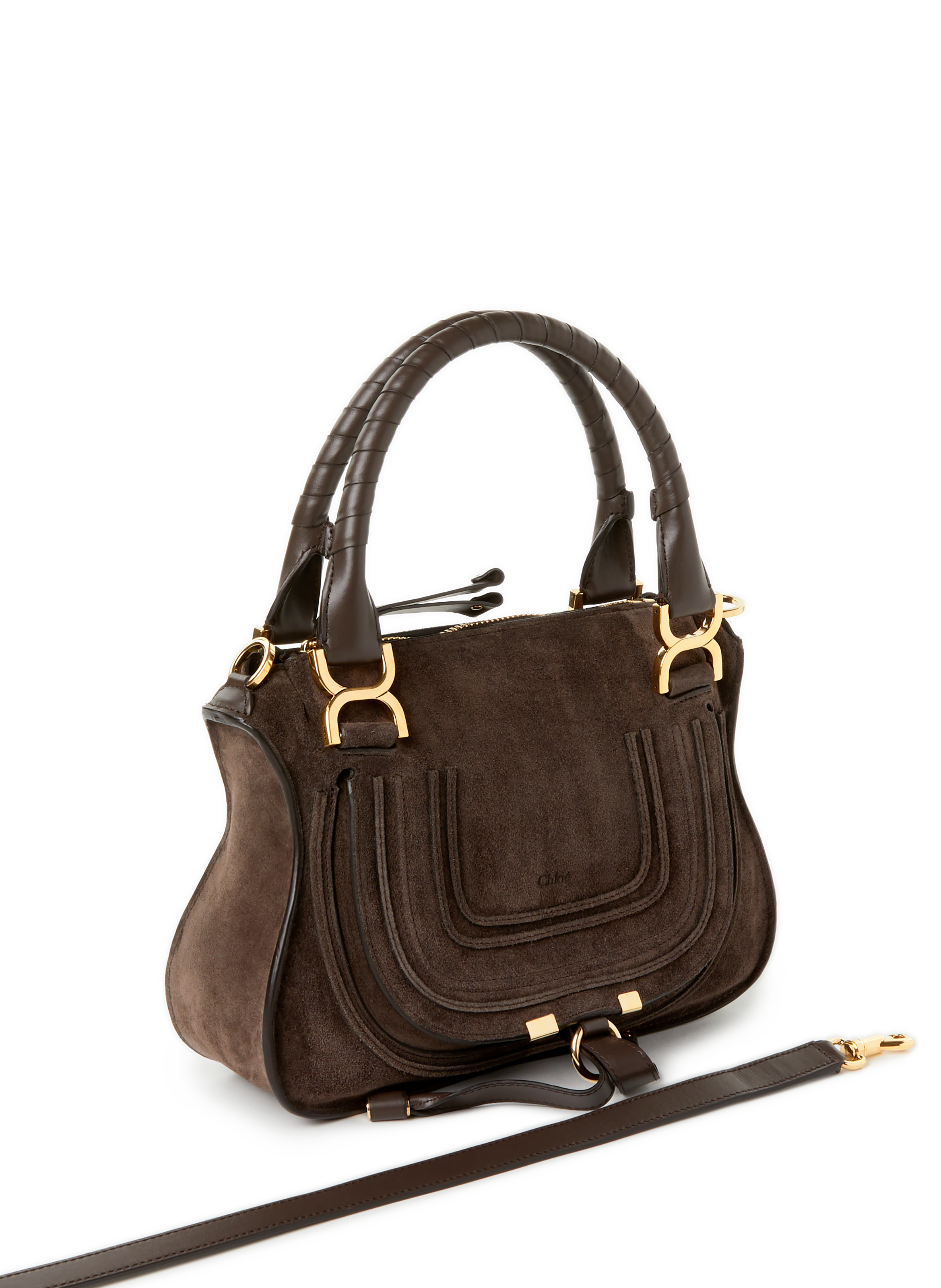 Sac à main Marcie en cuir suédé CHLOÉ Marron